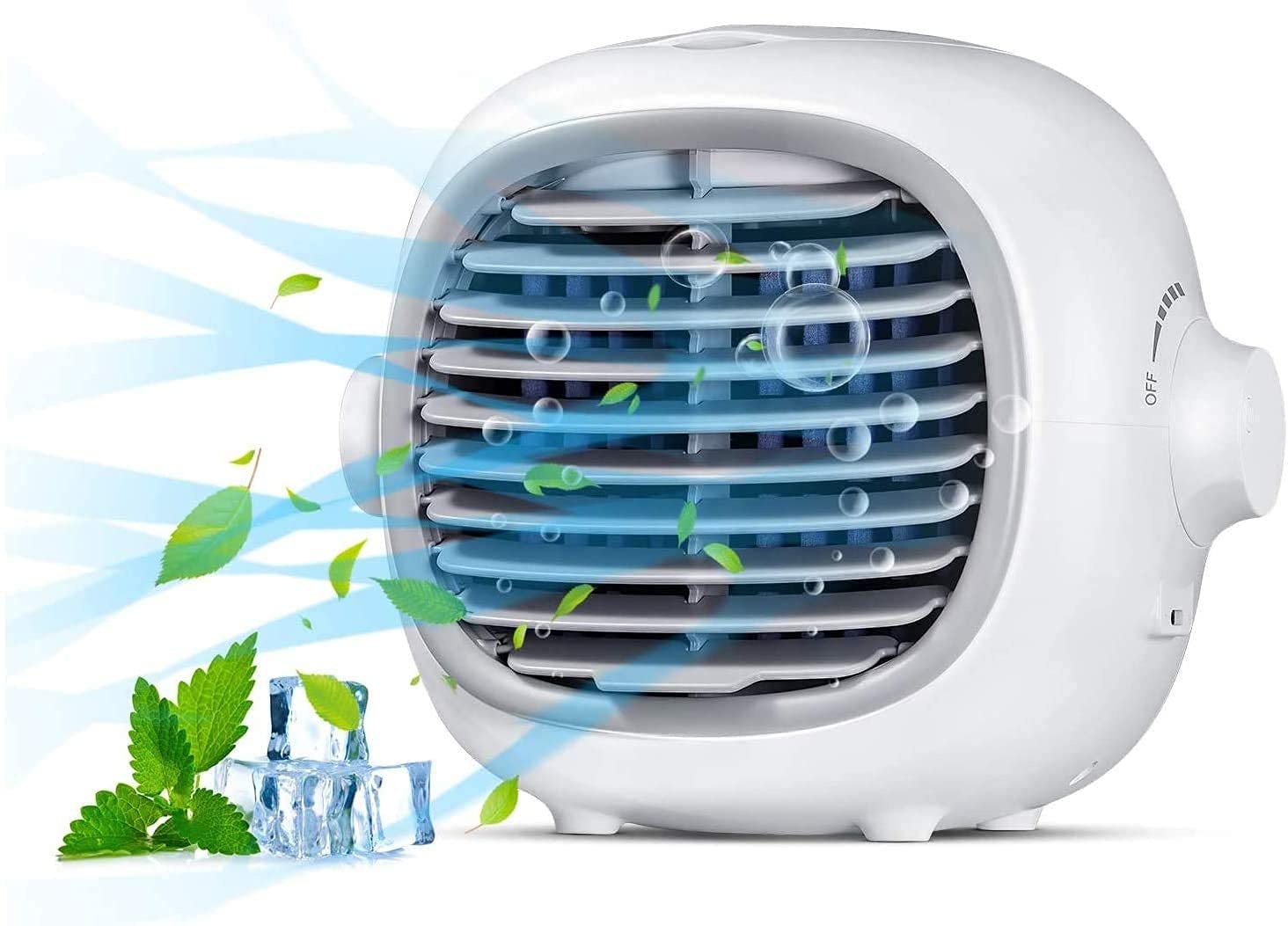 Load image into Gallery viewer, Portable Air Conditioner Fan Evaporative Portable Cooler Fan Space Cooler Fan Quiet Desk Fan with USB Recharged