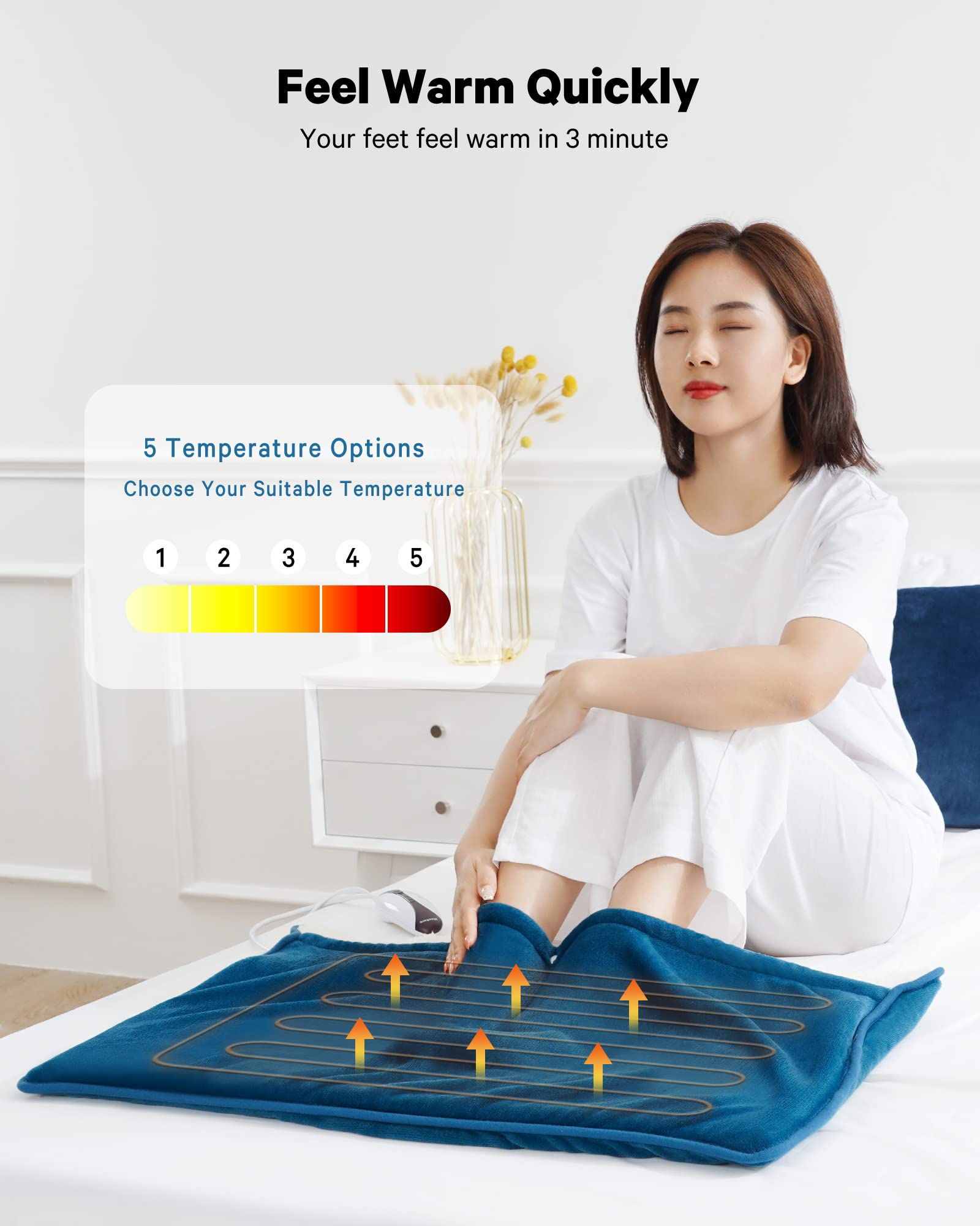 Load image into Gallery viewer, Heating Pad Electric Foot Warmer Extra Large Size 20'' x 32'' Full-Body Use for Feet Back Shoulders with Auto Shut-Off - Blue