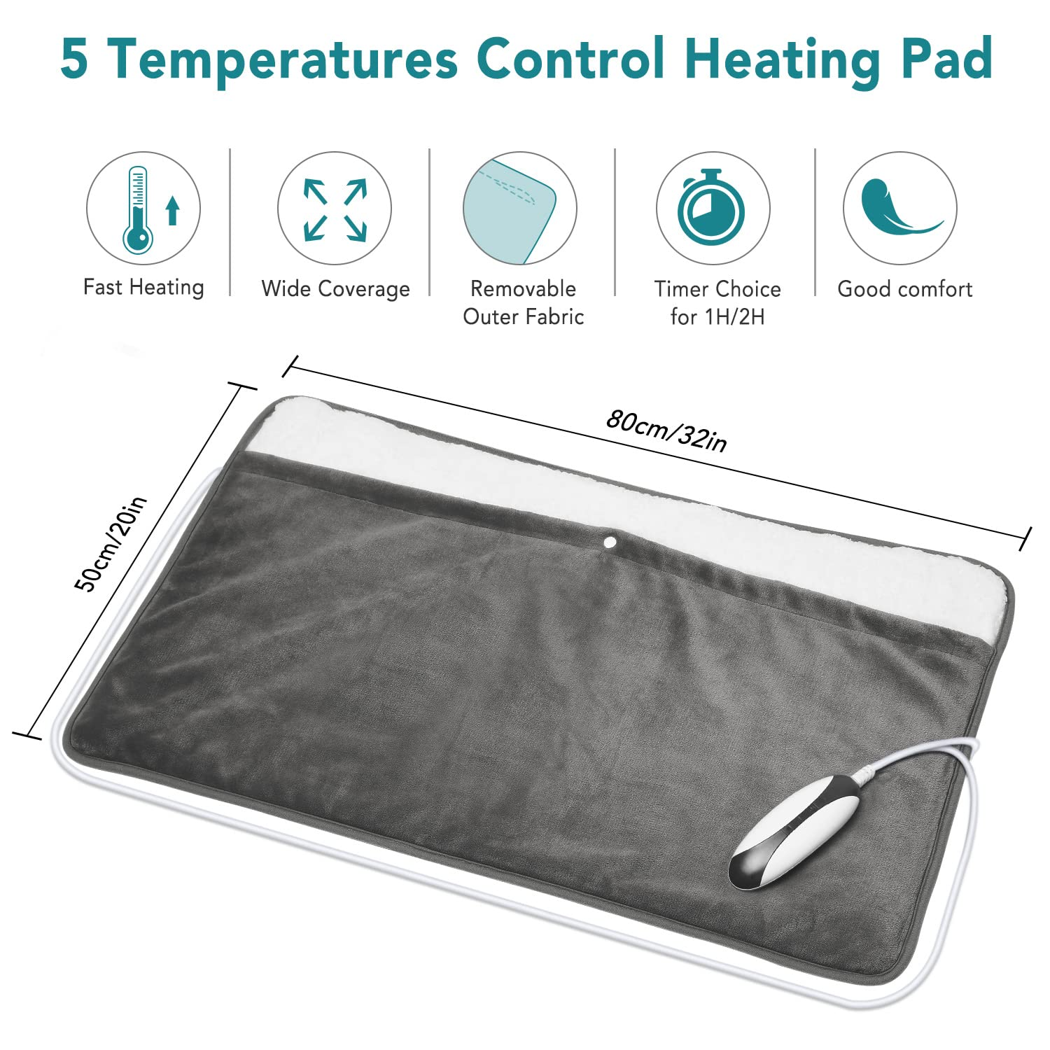 Load image into Gallery viewer, Heating Pad Electric Foot Warmer Extra Large Size 20'' x 32'' Full-Body Use for Feet Back Shoulders with Auto Shut-Off - Gray
