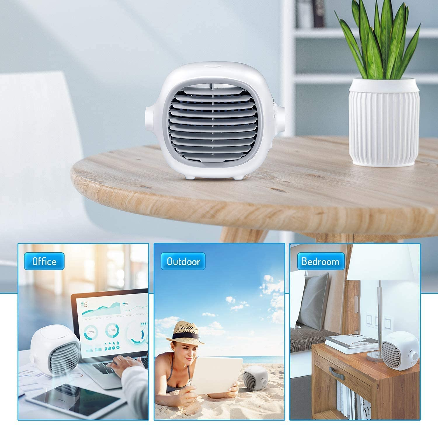 Load image into Gallery viewer, Portable Air Conditioner Fan Evaporative Portable Cooler Fan Space Cooler Fan Quiet Desk Fan with USB Recharged