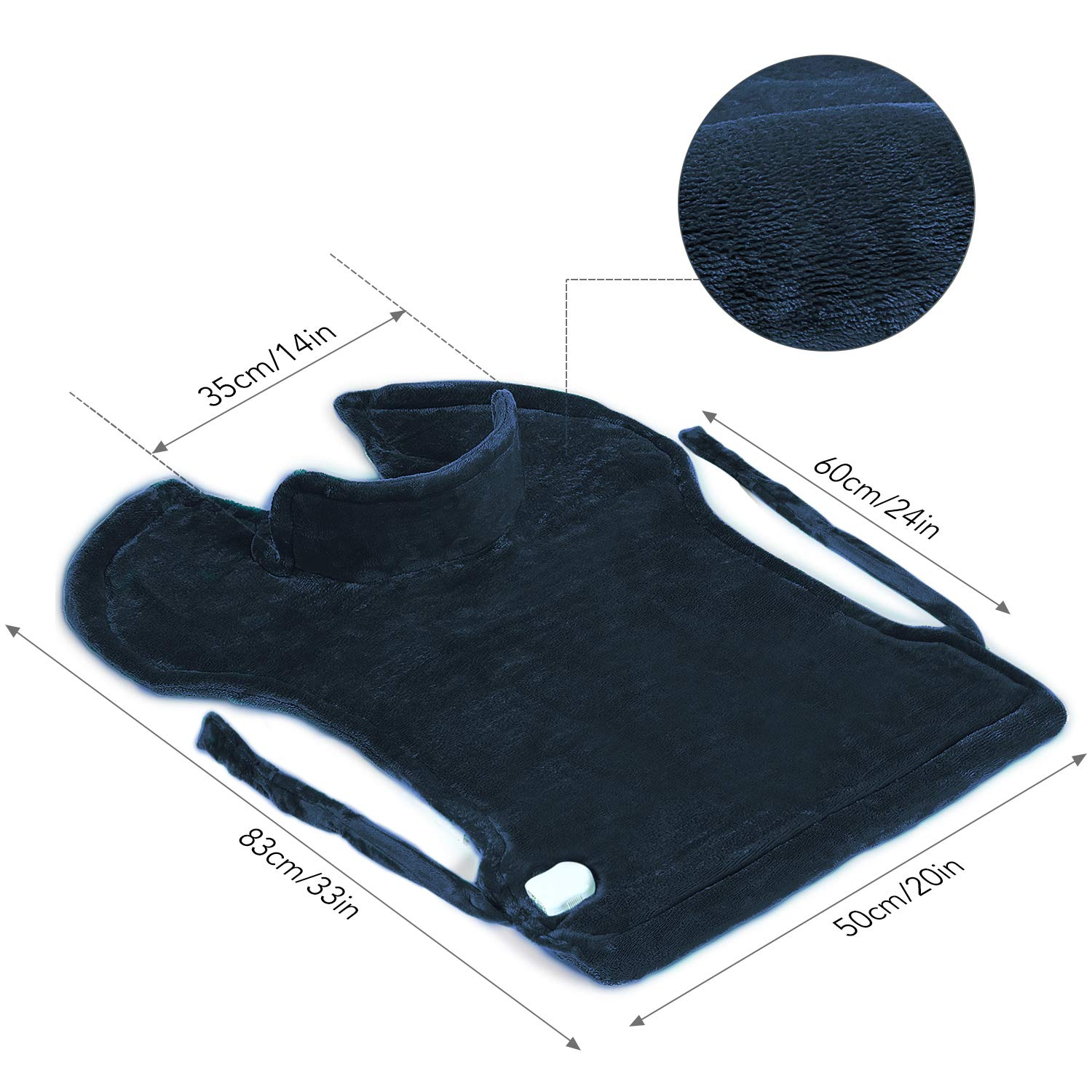 Load image into Gallery viewer, Heating Pad for Back and Shoulder, 24"x33" Heat Wrap, Fast-Heating, 4 Heat Settings, 2 Hours Auto Shut Off, Machine Washable -Navy Blue