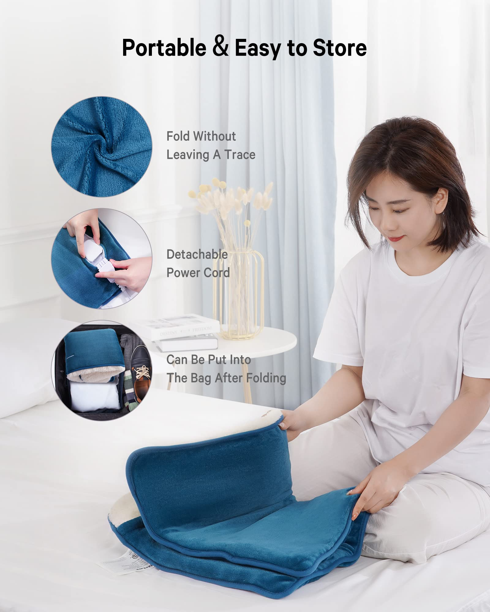 Load image into Gallery viewer, Heating Pad Electric Foot Warmer Extra Large Size 20'' x 32'' Full-Body Use for Feet Back Shoulders with Auto Shut-Off - Blue
