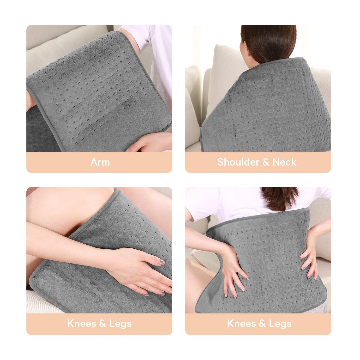 Load image into Gallery viewer, Large 12" x 24" Size Heating Pad with 3 Heat Settings and 2 Hour Auto shut off, Iron Grey - NAIPO