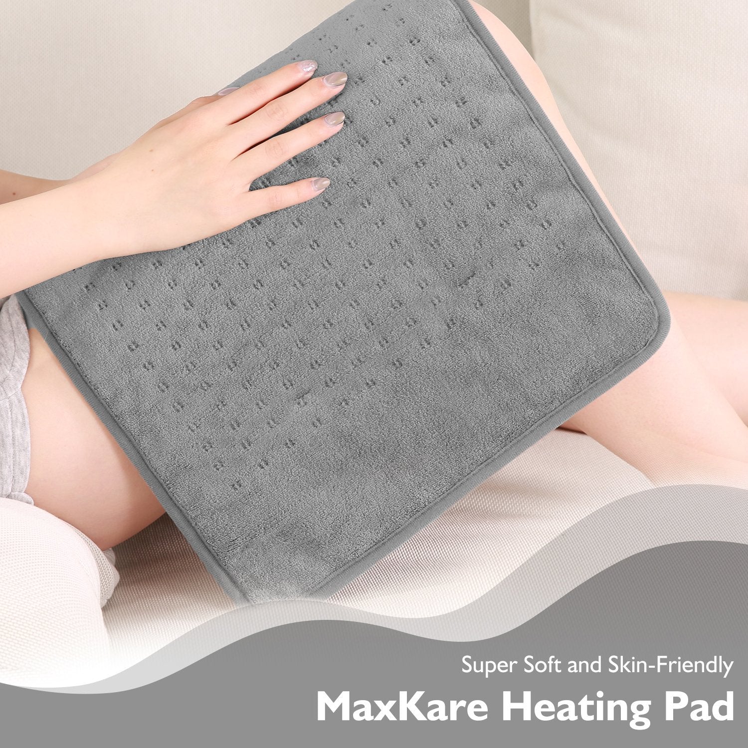 Load image into Gallery viewer, Large 12" x 24" Size Heating Pad with 3 Heat Settings and 2 Hour Auto shut off, Iron Grey - NAIPO