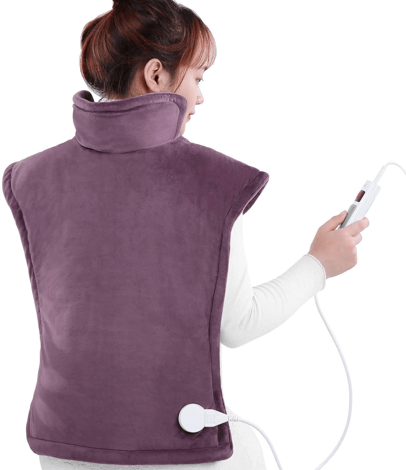Load image into Gallery viewer, Large Electric Heating Pad for Back and Shoulders, 24”x33” Heat Wrap Vest with 6 Heating Levels, 1.5 Hours Auto Shut Off Available, Purple - NAIPO