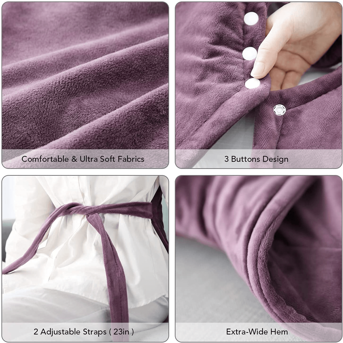 Load image into Gallery viewer, Large Electric Heating Pad for Back and Shoulders, 24”x33” Heat Wrap Vest with 6 Heating Levels, 1.5 Hours Auto Shut Off Available, Purple - NAIPO