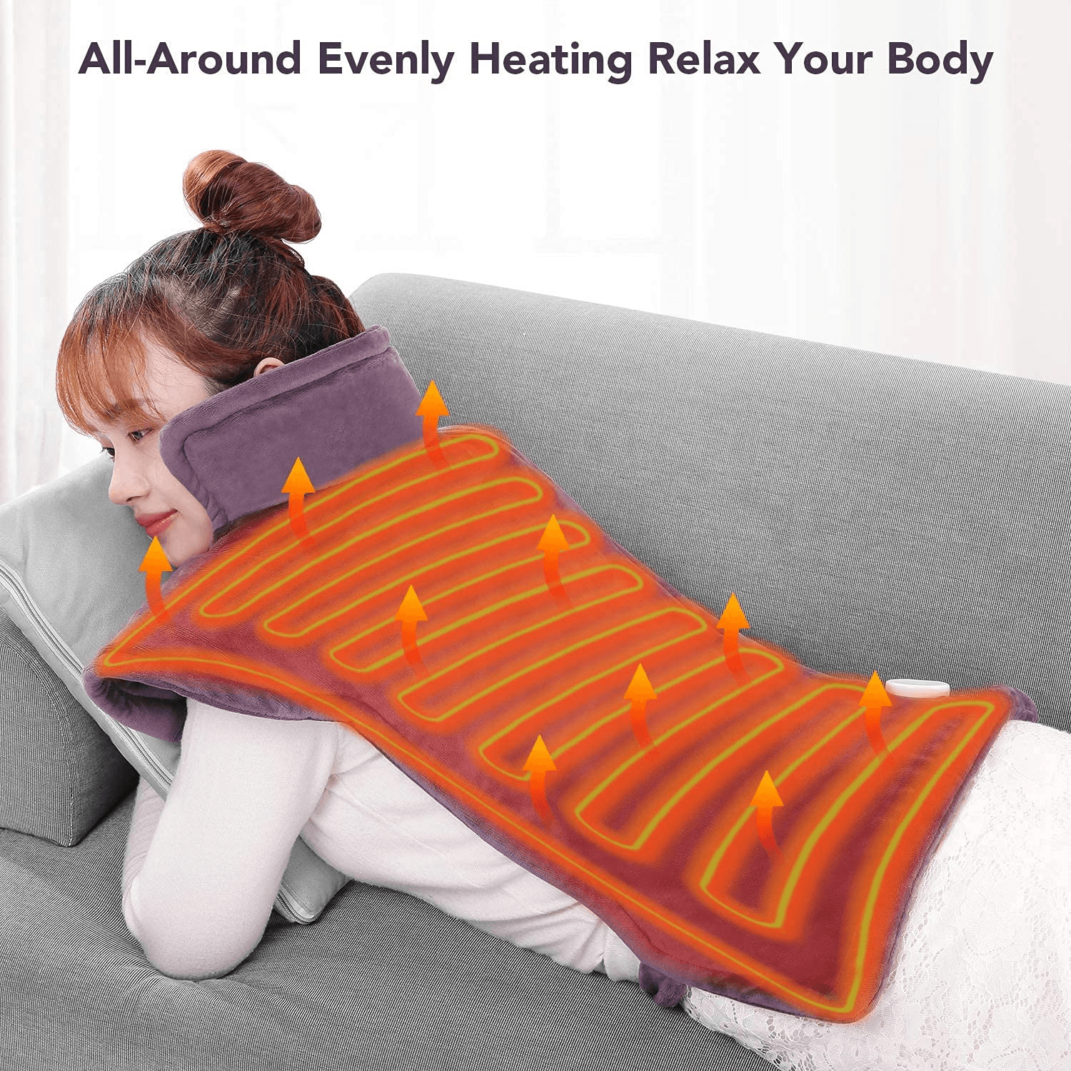 Load image into Gallery viewer, Large Electric Heating Pad for Back and Shoulders, 24”x33” Heat Wrap Vest with 6 Heating Levels, 1.5 Hours Auto Shut Off Available, Purple - NAIPO