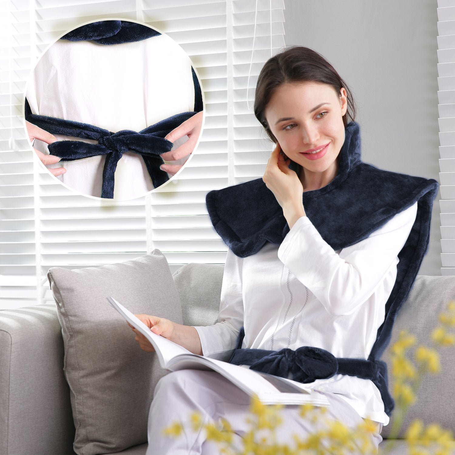 Load image into Gallery viewer, Large Heating Pad for Back and Shoulder, 24"x33" Heat Wrap with Fast-Heating and 4 Heat Settings, 2 Hours Auto Shut Off Available ,Machine Washable - NAIPO