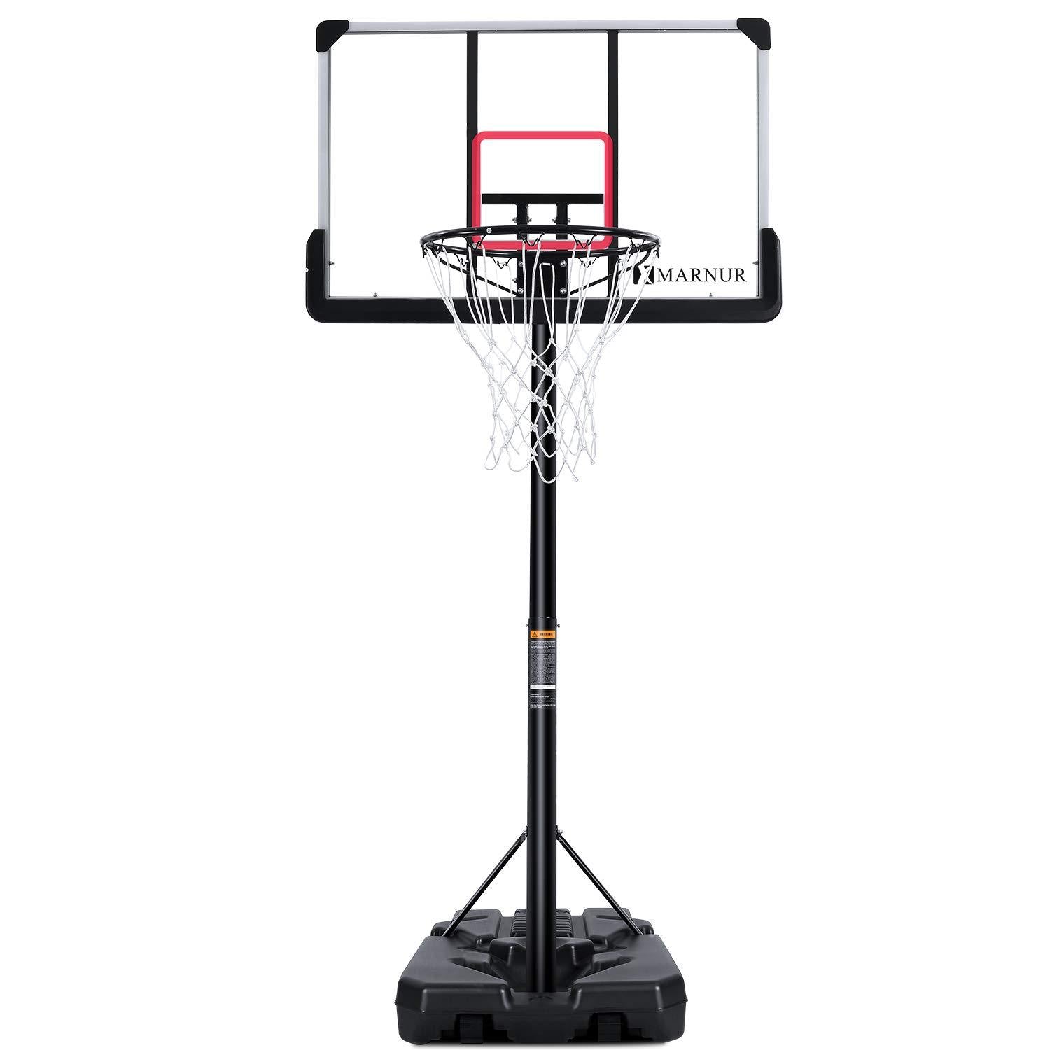 Load image into Gallery viewer, MARNUR Basketball Hoop Basketball System Portable Basketball Goal Basketball Equipment with Adjustable Height with Big Backboard & Wheels and Large Base for Youth and Adults Family Indoor Outdoor - NAIPO