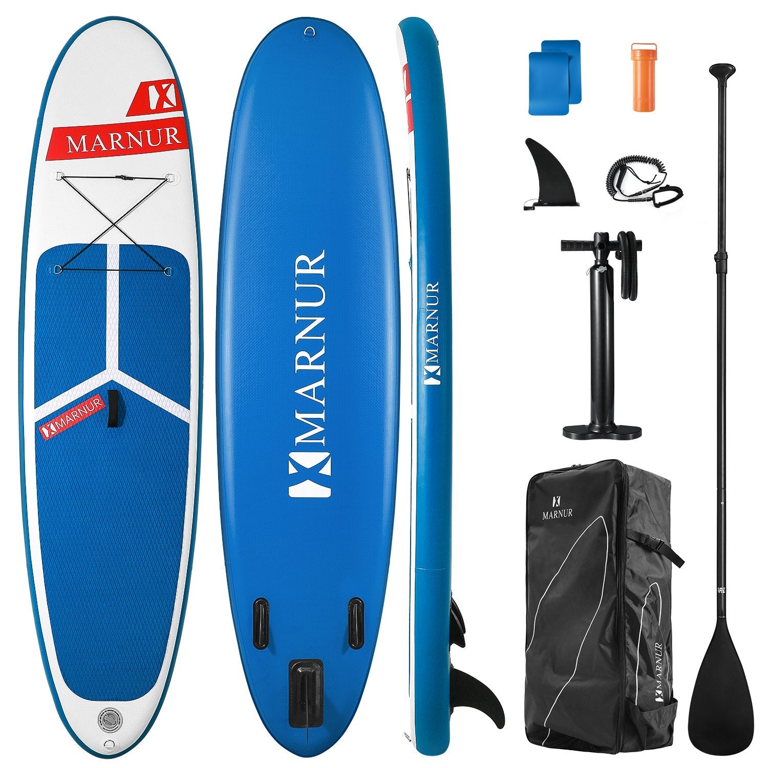 Load image into Gallery viewer, MARNUR Inflatable Stand Up Paddle Board 2021 Latest Upgrade 30" SUP Board Set, Inflatable, 350 Lbs, Non-Slip Deck, Paddle Surfboard, Paddle, Pump, Backpack - NAIPO