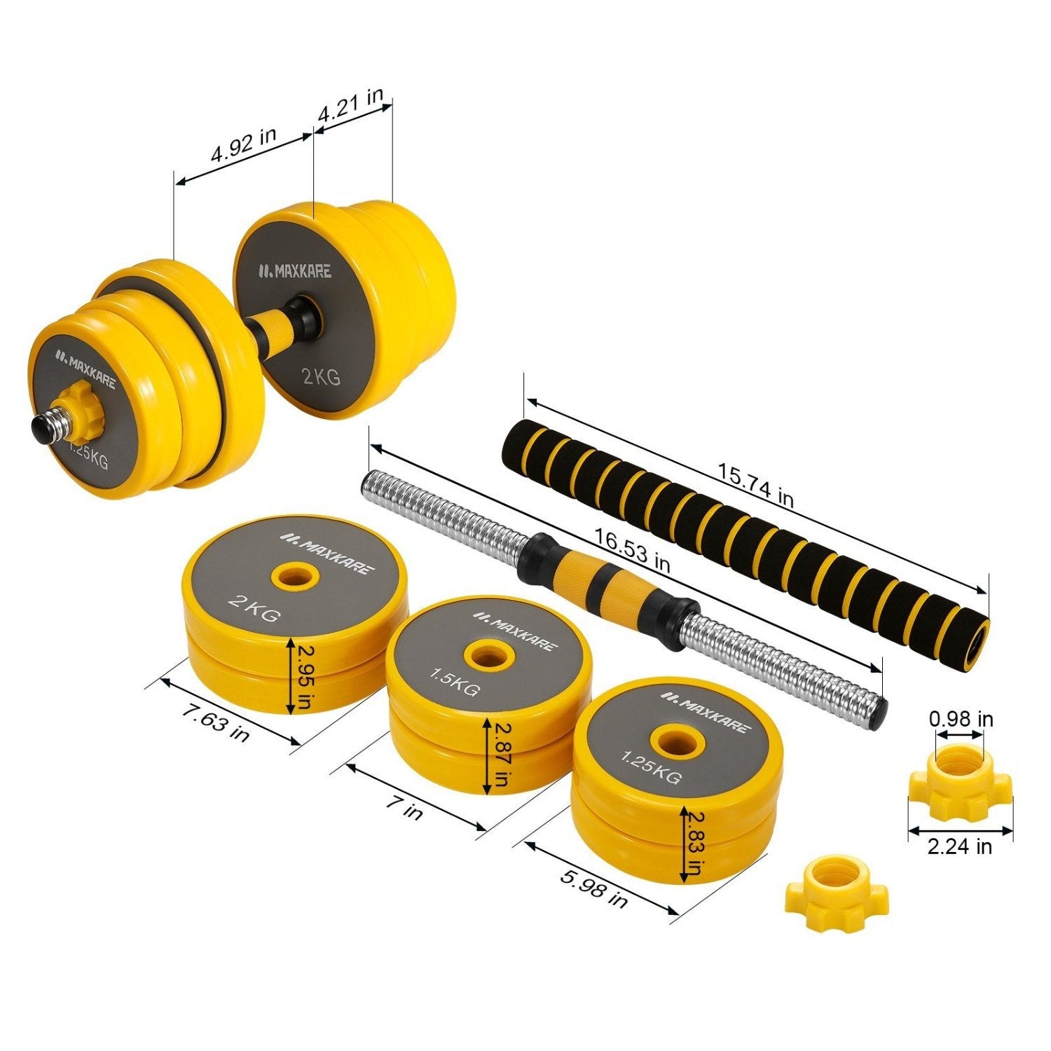 Load image into Gallery viewer, Maxkare Adjustable Dumbbell Barbell Weight Set, 44 Lbs Weight Set, Dumbbell Barbell 2 in 1 with Non-Slip Neoprene Hand and Connecting Rod Home Gym Equipment for Men and Women - NAIPO