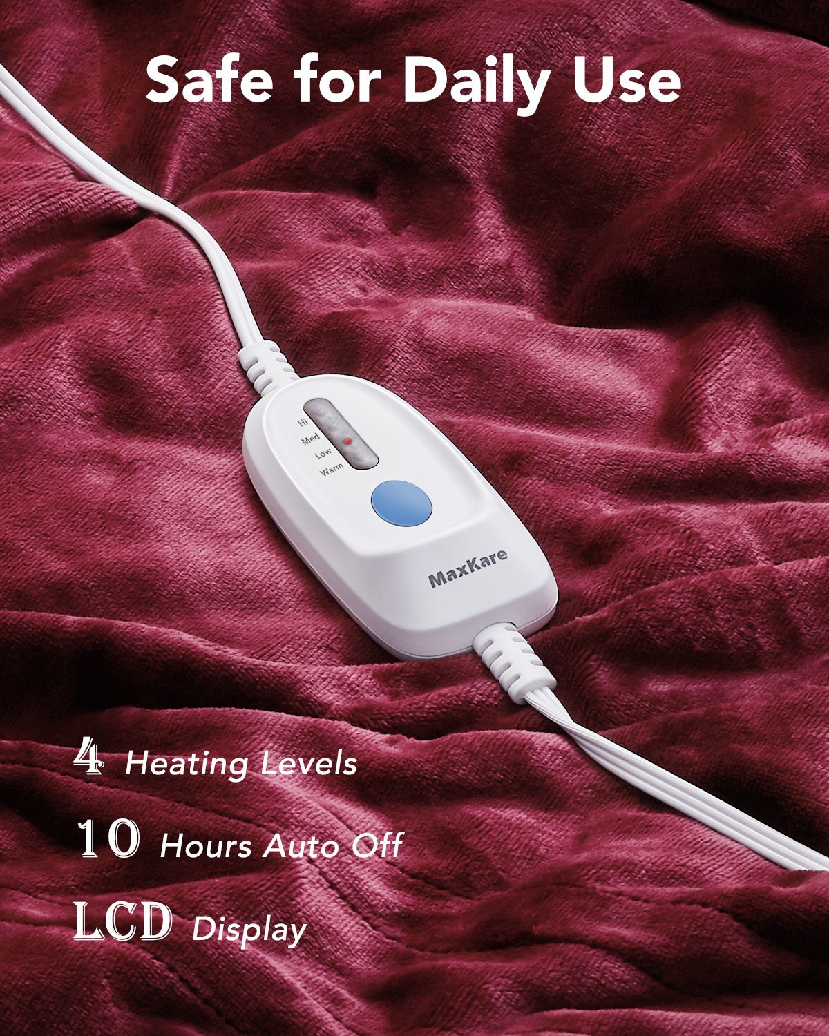 Load image into Gallery viewer, MaxKare Electric Blanket Heated Queen Throw 72" x 84" Oversized Flannel Heated Blanket, ETL Certification Fast Heating with 4 Heating Levels & 10 Hours Auto Off, Machine Washable - NAIPO