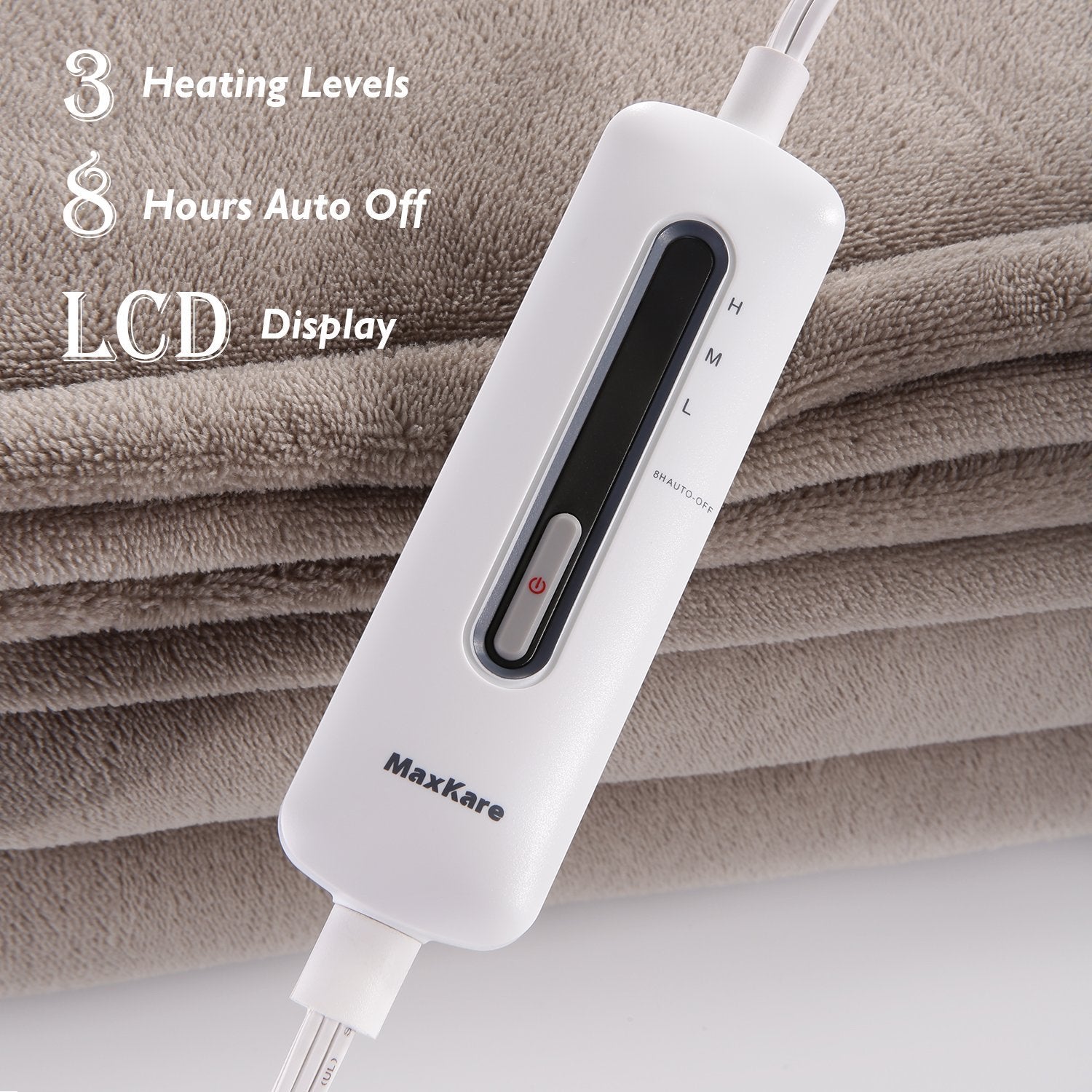 Load image into Gallery viewer, MaxKare Electric Blanket Heated Throw 72" x 84" Oversized Flannel Heated Blanket, ETL Certification Fast Heating with 4 Heating Levels & 10 Hours Auto Off, Machine Washable - NAIPO