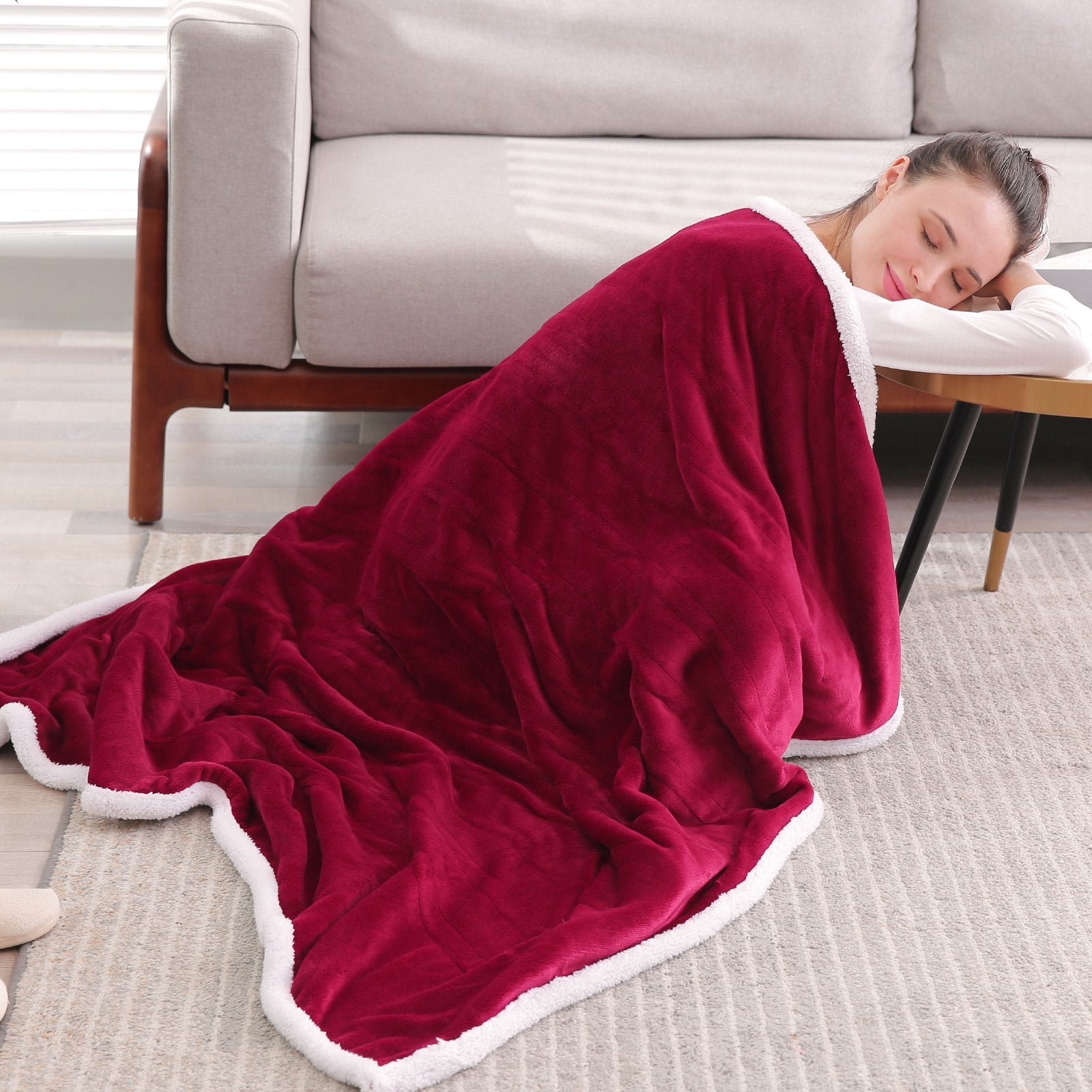 Load image into Gallery viewer, MaxKare Electric Blanket Heated Throw Flannel & Sherpa Fast Heating Blanket 50" x 60", ETL Certification with 4 Heating Levels & 3 Hours Auto-Off Timing Settings, Home Use & Machine Washable - NAIPO