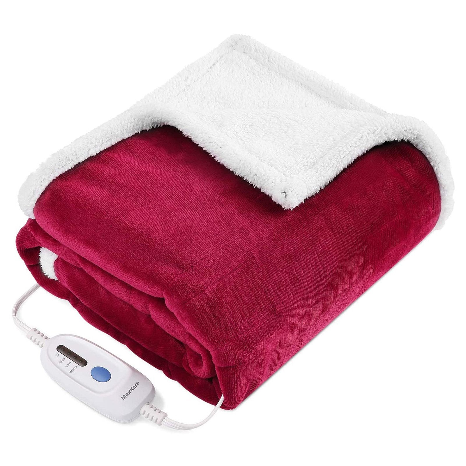 Load image into Gallery viewer, MaxKare Electric Blanket Heated Throw Flannel & Sherpa Fast Heating Blanket 50" x 60", ETL Certification with 4 Heating Levels & 3 Hours Auto-Off Timing Settings, Home Use & Machine Washable - NAIPO