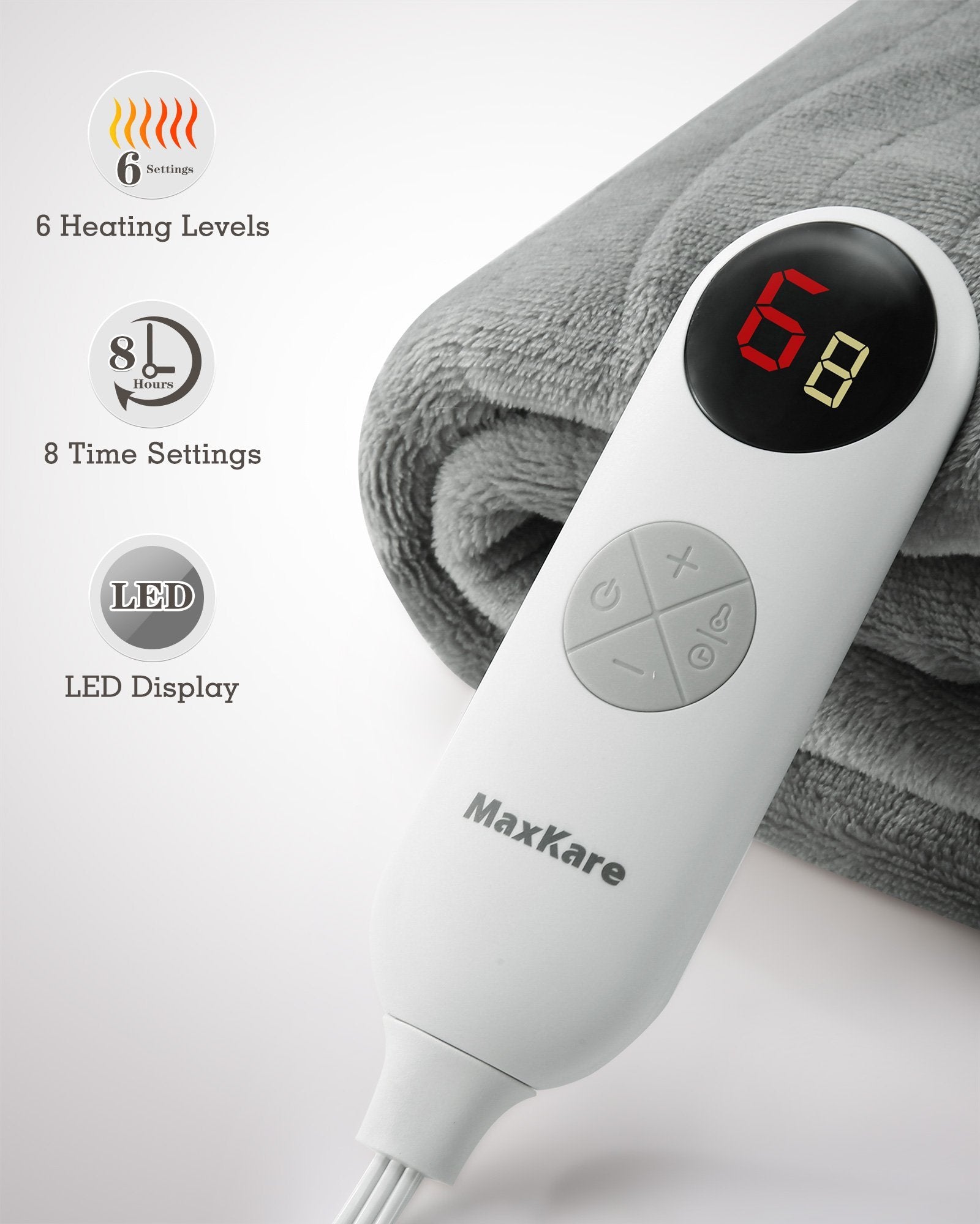 Load image into Gallery viewer, MaxKare Electric Blanket Heated Throw Flannel & Sherpa Reversible Fast Heating Blanket 50" x 60", ETL Certification with 6 Heating Levels & 8 Hours Auto Off, Home Office Use & Machine Washable - NAIPO