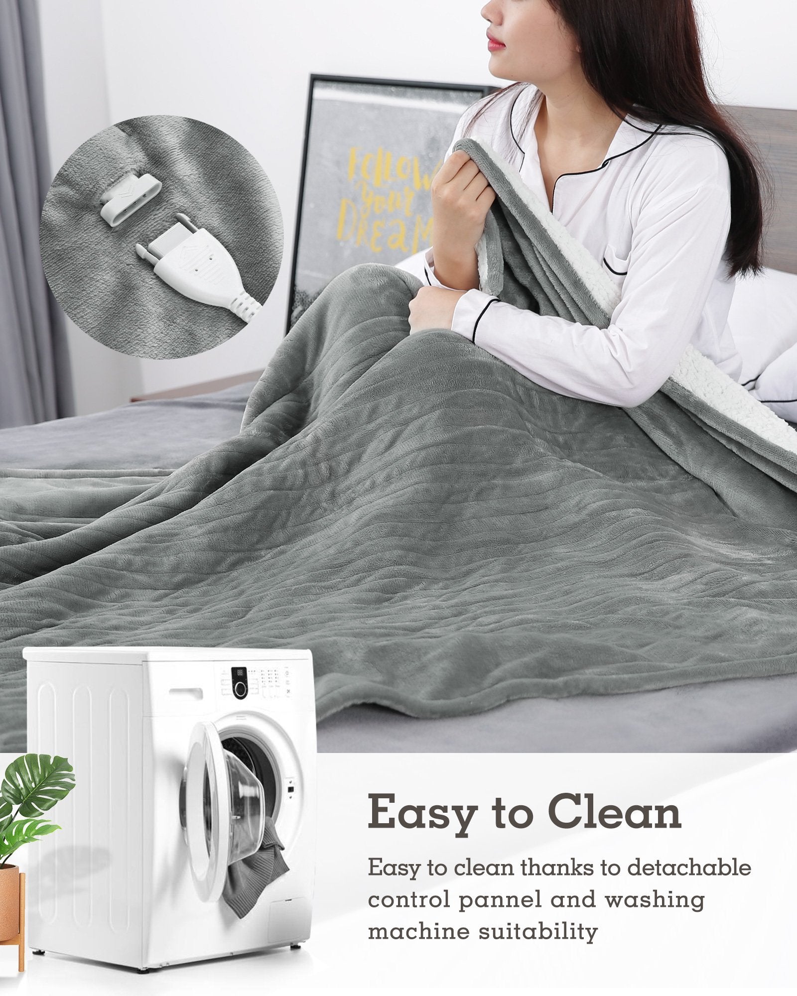 Load image into Gallery viewer, MaxKare Electric Blanket Heated Throw Flannel & Sherpa Reversible Fast Heating Blanket 50" x 60", ETL Certification with 6 Heating Levels & 8 Hours Auto Off, Home Office Use & Machine Washable - NAIPO