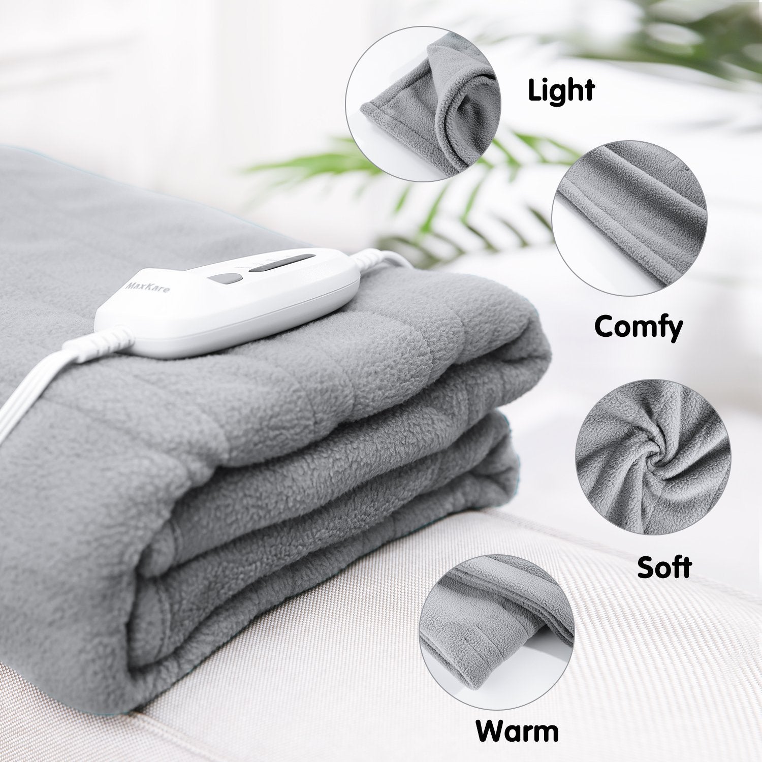 Load image into Gallery viewer, MaxKare Electric Heated Blanket Twin Size 62'' x 84'' Polar Fleece Full Body Warming Premium Microfiber Sofa Blankets with Auto-Off 4 Temperature Settings Overheating Protection - NAIPO