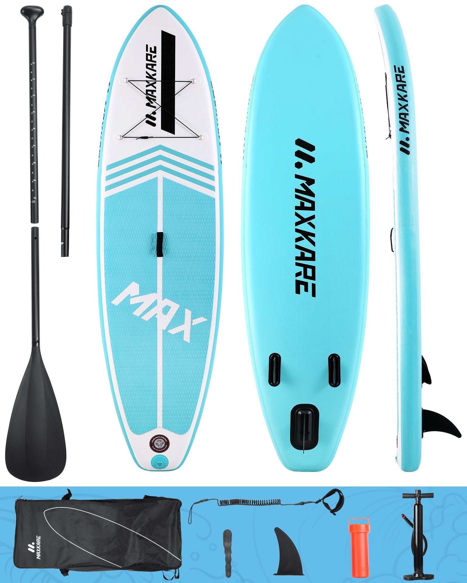 Load image into Gallery viewer, MaxKare Inflatable Paddle Board Stand Up Paddle Board SUP with Premium Stand-up Paddle Board Accessories & Non-Slip Deck ISUP Backpack Paddle Leash Pump Paddle Board for Fishing Yoga for Adult & Youth & Kid - NAIPO