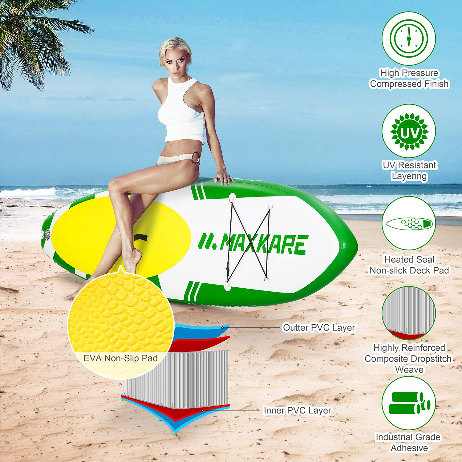 Load image into Gallery viewer, MaxKare Inflatable Paddle Board SUP Stand Up Paddle Board 6 inches Thick Board with SUP Accessories & Carry Bag & Fast Pumping for Adults - NAIPO