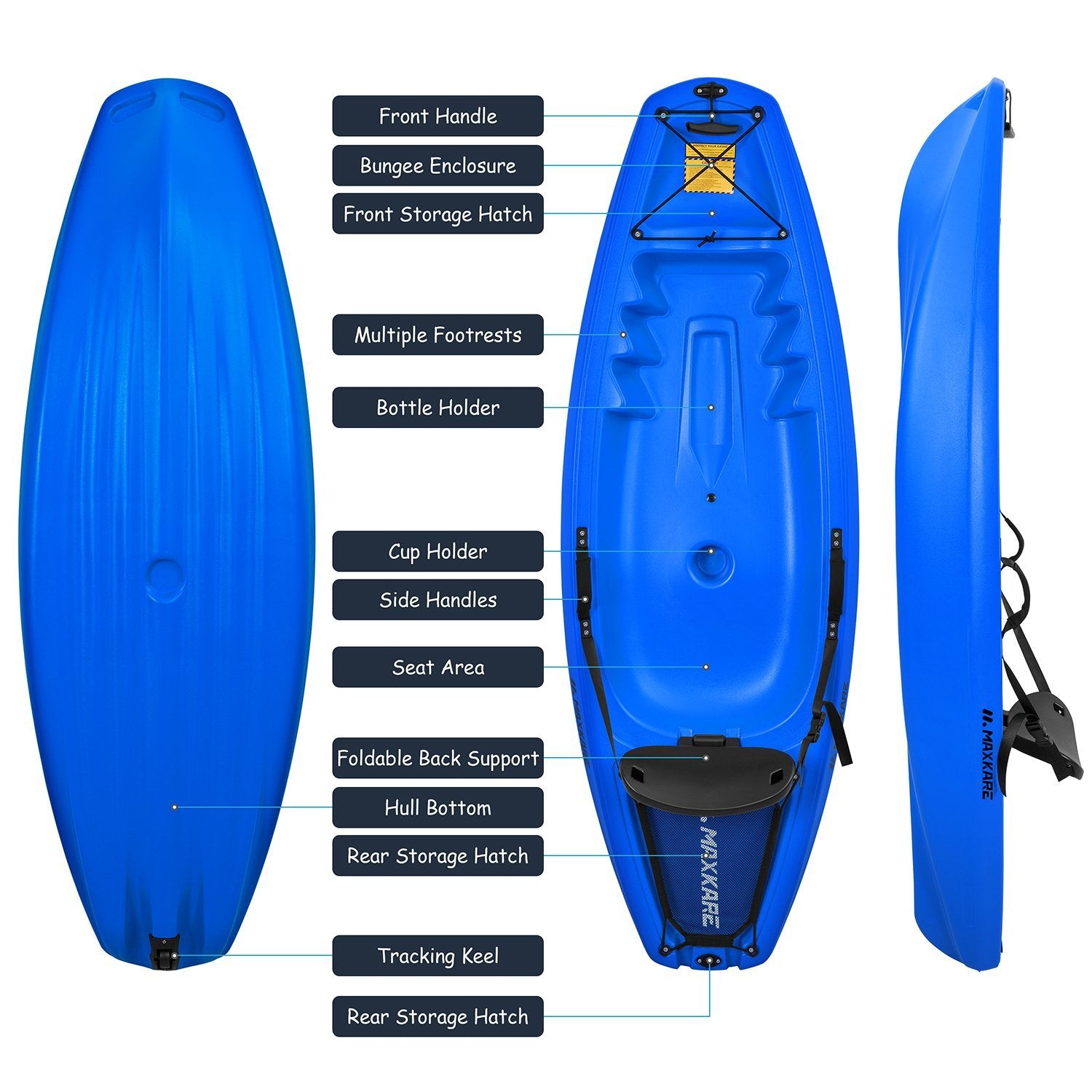 Load image into Gallery viewer, MaxKare Kids Kayak with Paddle & Seat Youth Kayak Sit-On-Top Kayak Foldable 6ft Kayak with Cup Holders Front & Rear Storage Hatches for Ages Years 5 and Up Capacity 121 lbs Blue - NAIPO