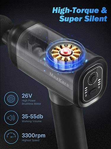 Load image into Gallery viewer, Maxkare Massage Gun for Athletes -Portable Professional Deep Tissue Muscle Relaxing Percussion Massager with 3 Massage Modes,5 Speeds High-Intensity,6 Heads,High Torque Brushless Motor Massage Gun - NAIPO