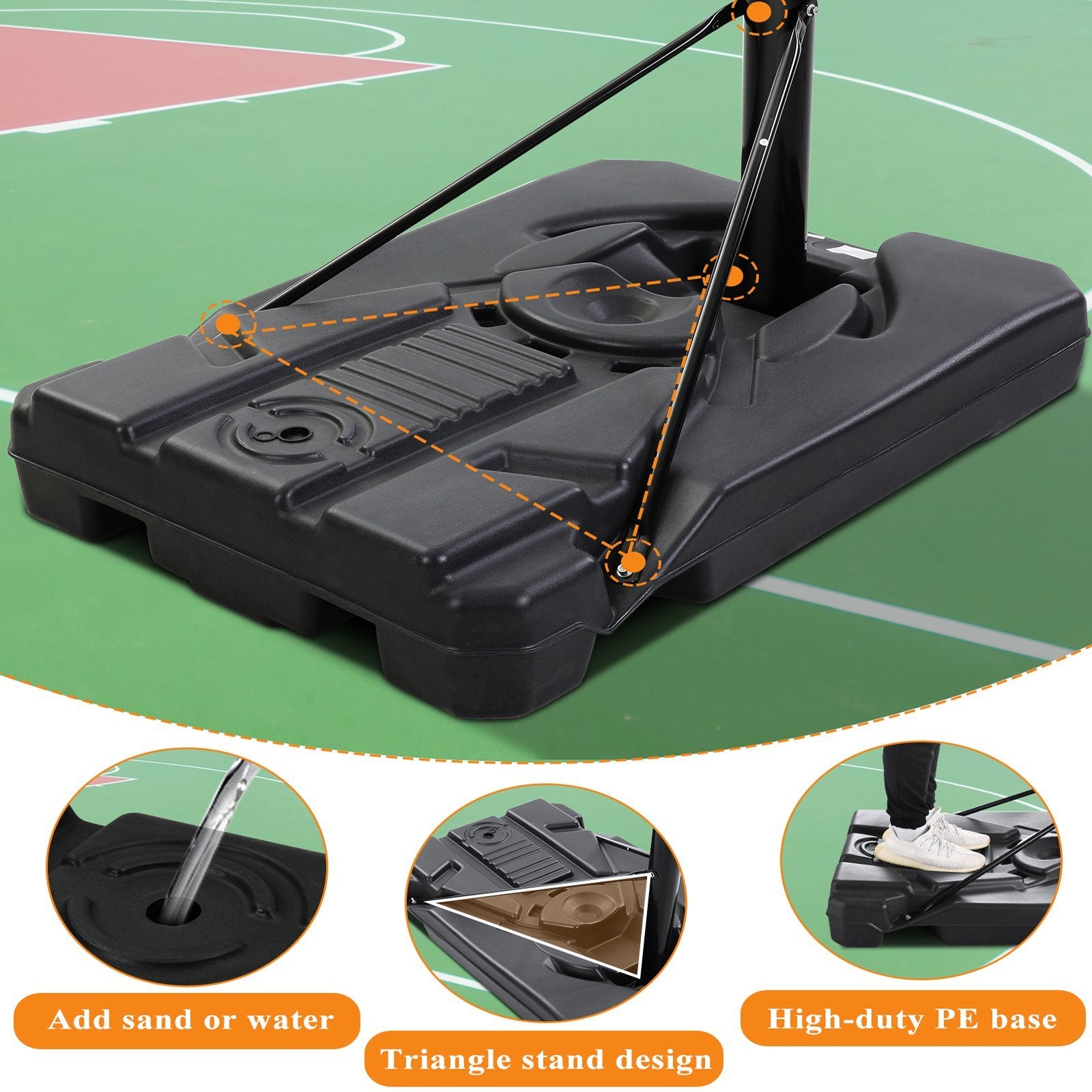 Load image into Gallery viewer, MaxKare Portable Basketball Hoop & Goal Basketball System Basketball Equipment Height Adjustable 7ft Gin-10ft with 44 Inch Backboard and Wheels for Youth Kids Indoor Outdoor - NAIPO