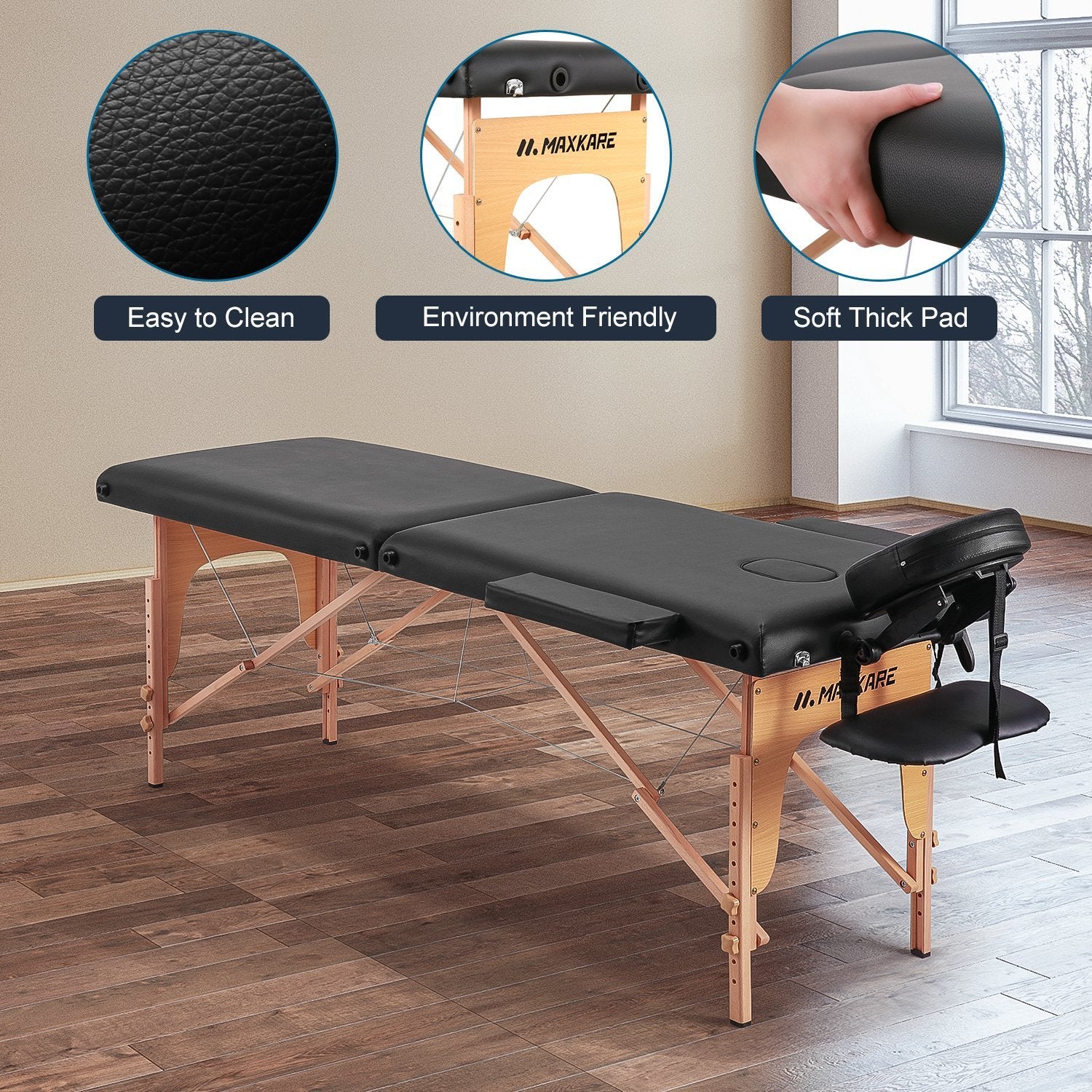 Load image into Gallery viewer, MaxKare Portable Massage Table with 2 Fold Wooden - NAIPO