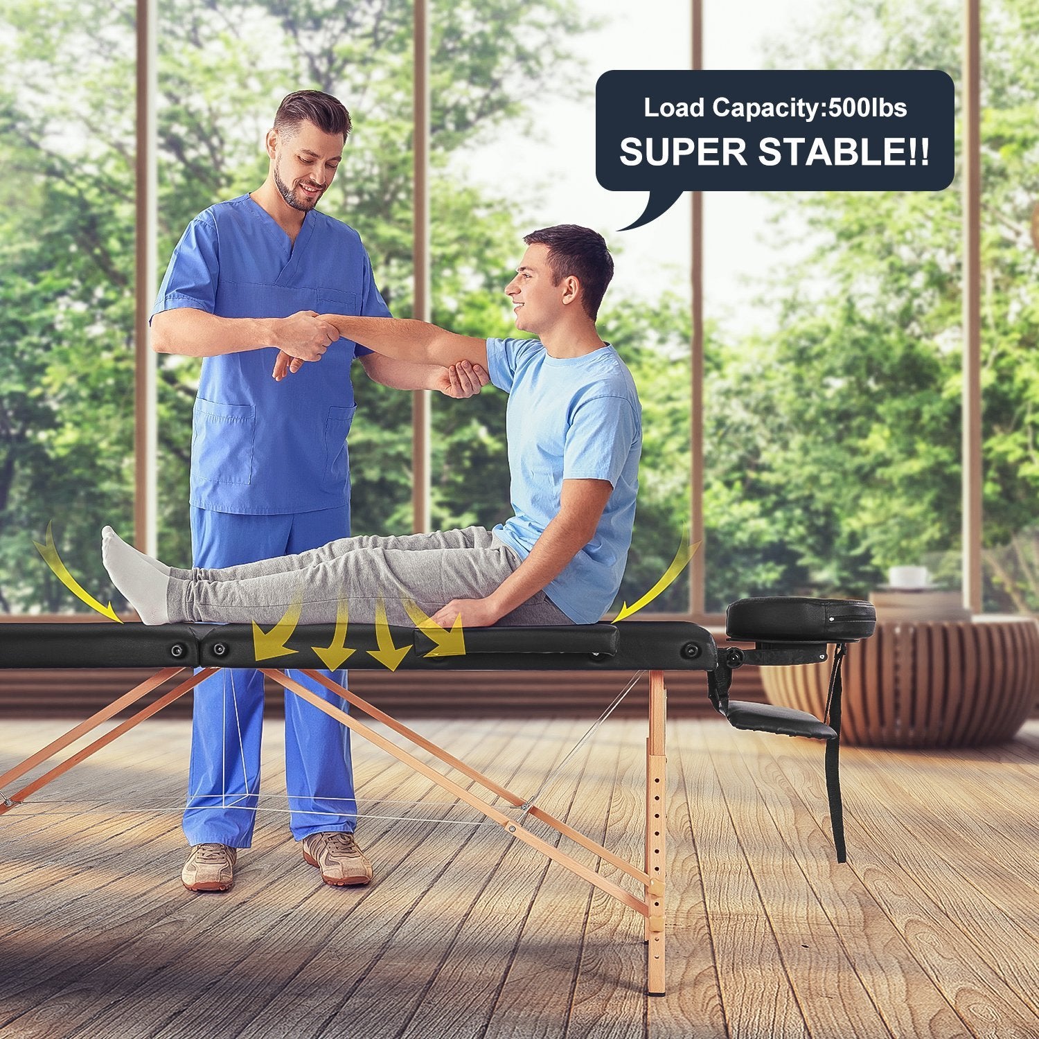 Load image into Gallery viewer, MaxKare Portable Massage Table with 2 Fold Wooden - NAIPO