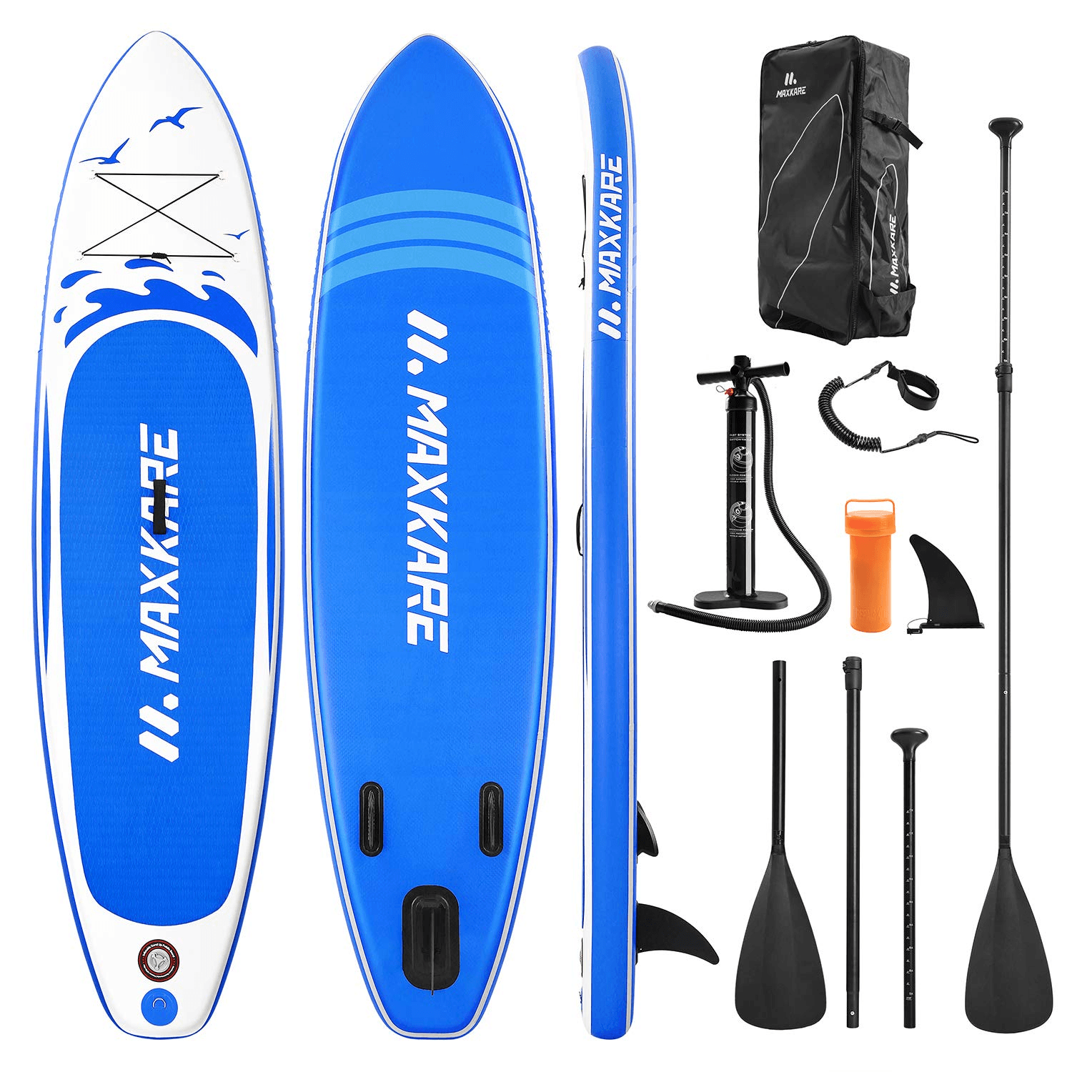 Load image into Gallery viewer, MaxKare Stand Up Paddle Board Inflatable SUP W Stand-up Paddle Board Accessories Backpack Paddle Leash Pump Non-Slip Deck ISUP Fishing Yoga Rigid Solid 10'× 30" ×6'' Thick Adult & Youth & Kid - NAIPO