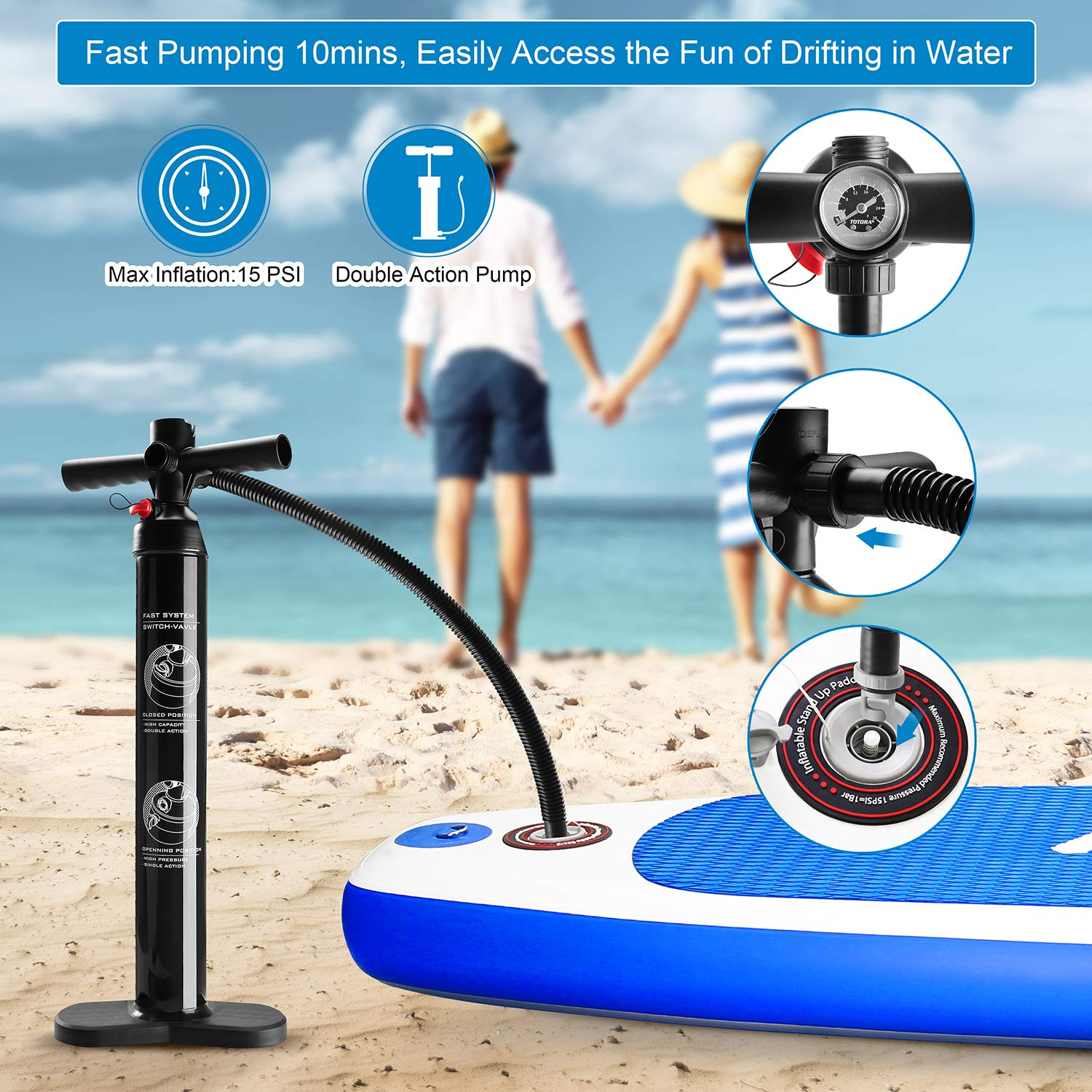 Load image into Gallery viewer, MaxKare Stand Up Paddle Board Inflatable SUP W Stand-up Paddle Board Accessories Backpack Paddle Leash Pump Non-Slip Deck ISUP Fishing Yoga Rigid Solid 10'× 30" ×6'' Thick Adult & Youth & Kid - NAIPO