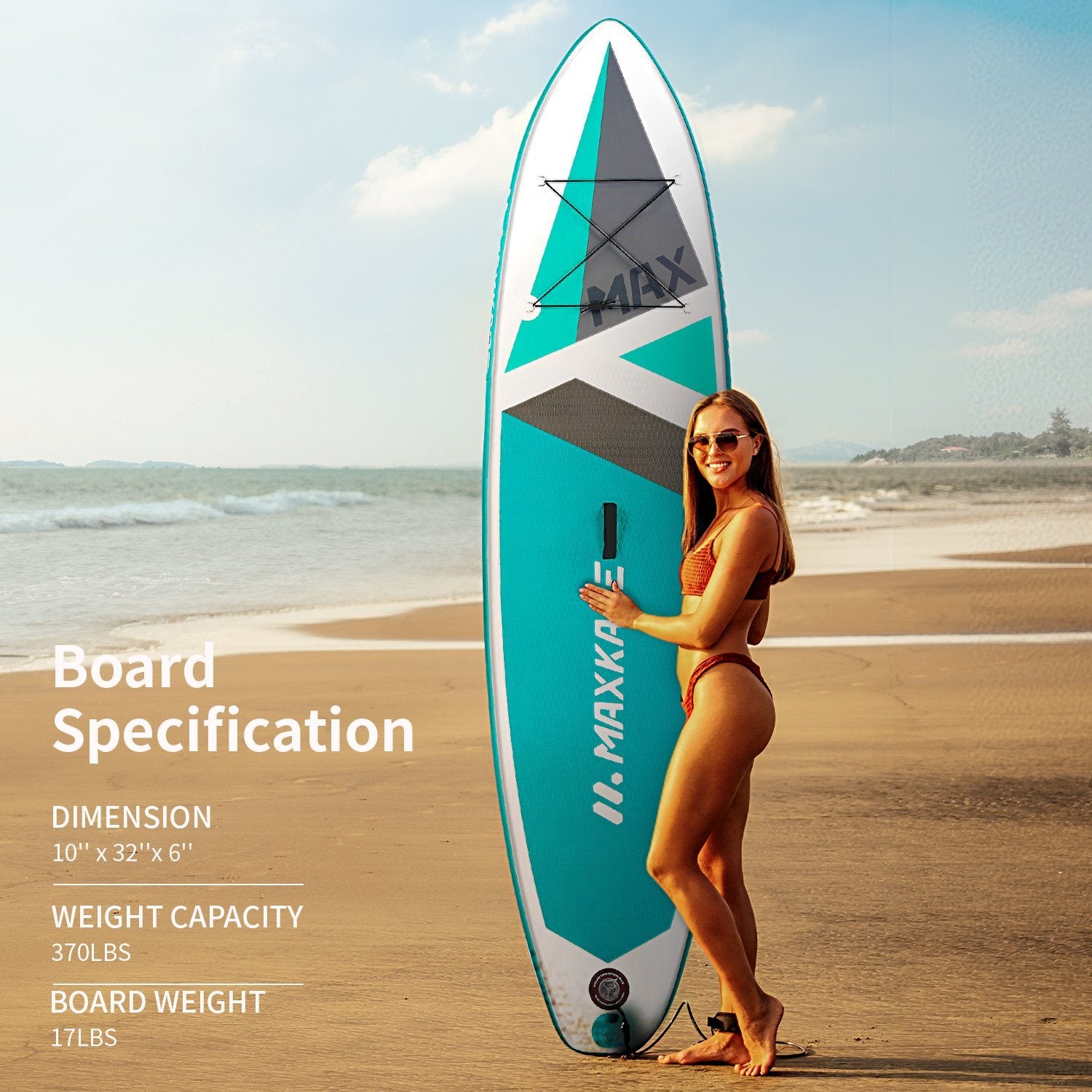 Load image into Gallery viewer, MaxKare Stand Up Paddle Board Inflatable SUP with 10'30''6'' Premium Paddleboard & Bi-Directional Pump & Backpack Portable for Youth Adult Have Fun in River, Oceans and Lakes - NAIPO