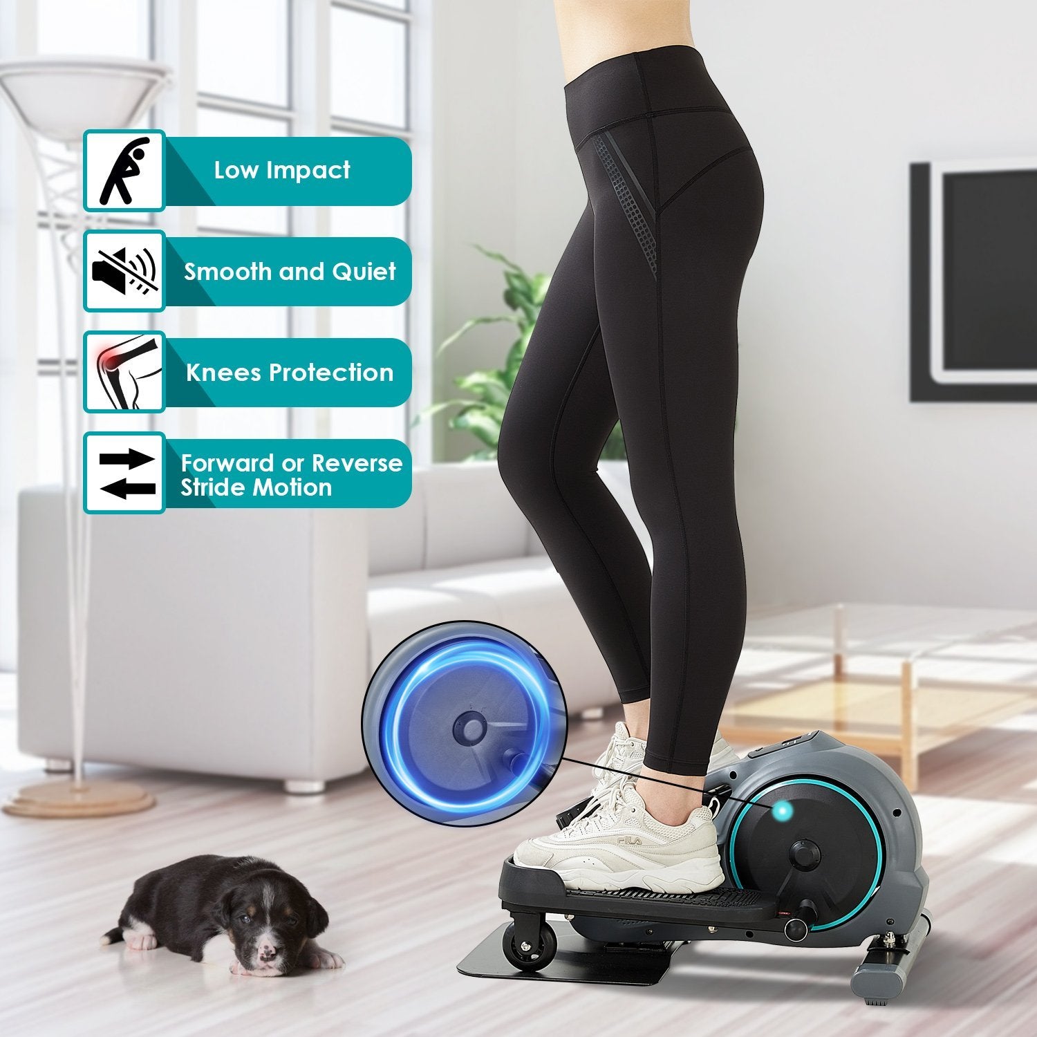 Load image into Gallery viewer, Maxkare Under Desk Elliptical Machine Mini Elliptical Exercise Trainer with Adjustable Resistance/Multifunctional LCD Screen at Home for Men and Women(Grey) - NAIPO