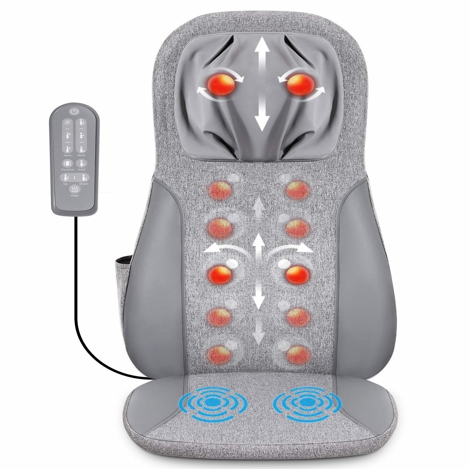 Load image into Gallery viewer, Naipo Back & Neck Shiatsu Massage Cushion Pad with Heat, Height Adjustable Kneading Rolling Massage Chair Pad - NAIPO