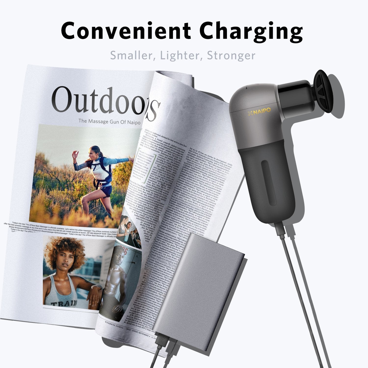 Load image into Gallery viewer, Naipo Mini Deep Tissue Percussion Massage Gun | Super Light and Portable, 5 Speeds, 4 Interchangeable Heads - NAIPO