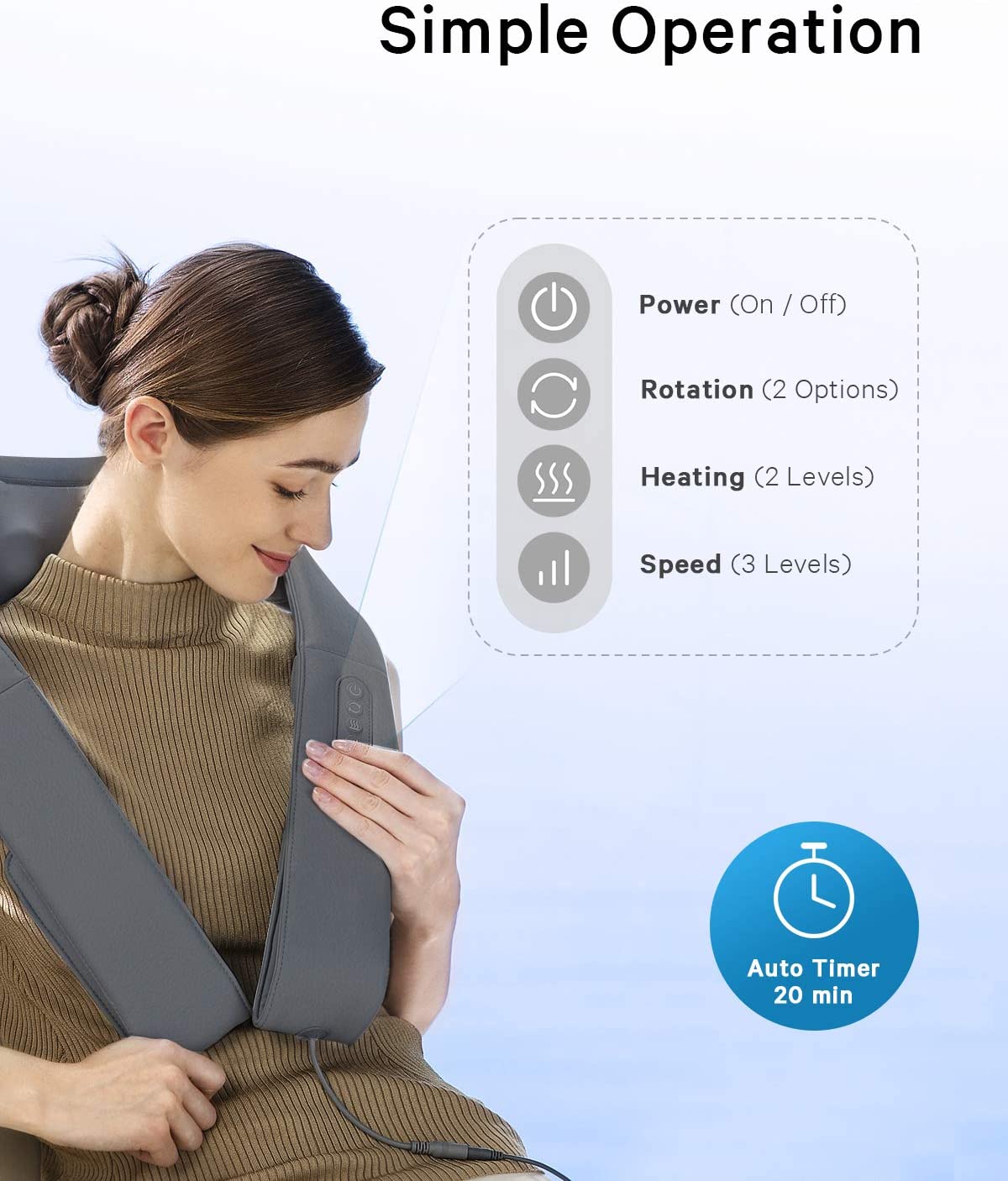Load image into Gallery viewer, Naipo Neck Back Massager with Adjustable Heat and Straps for Neck and Back, Shoulder, Foot and Legs (Deep Gray) - NAIPO