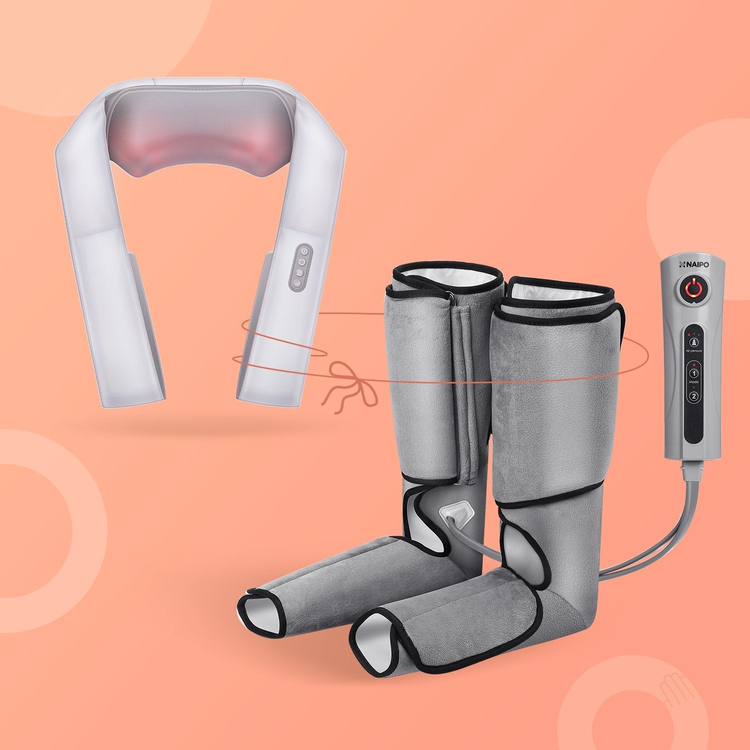 Load image into Gallery viewer, Naipo oCuddle™️ Shoulder Massager + Rechargeable Leg Compression Massager - NAIPO
