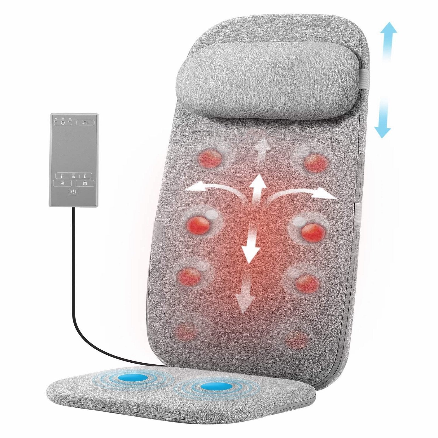 Back & Neck Shiatsu Massage Cushion Pad with Heat, Height Adjustable K –  MARNUR