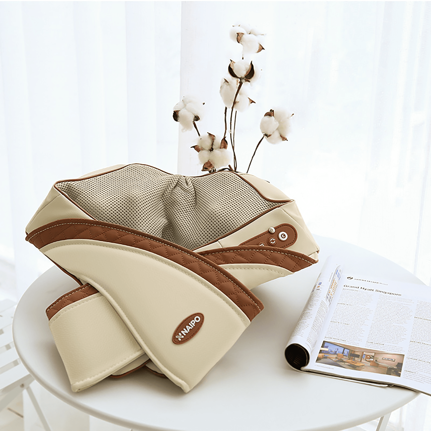 Load image into Gallery viewer, Naipo Shiatsu Shoulder Massager with Heat (Beige) - NAIPO