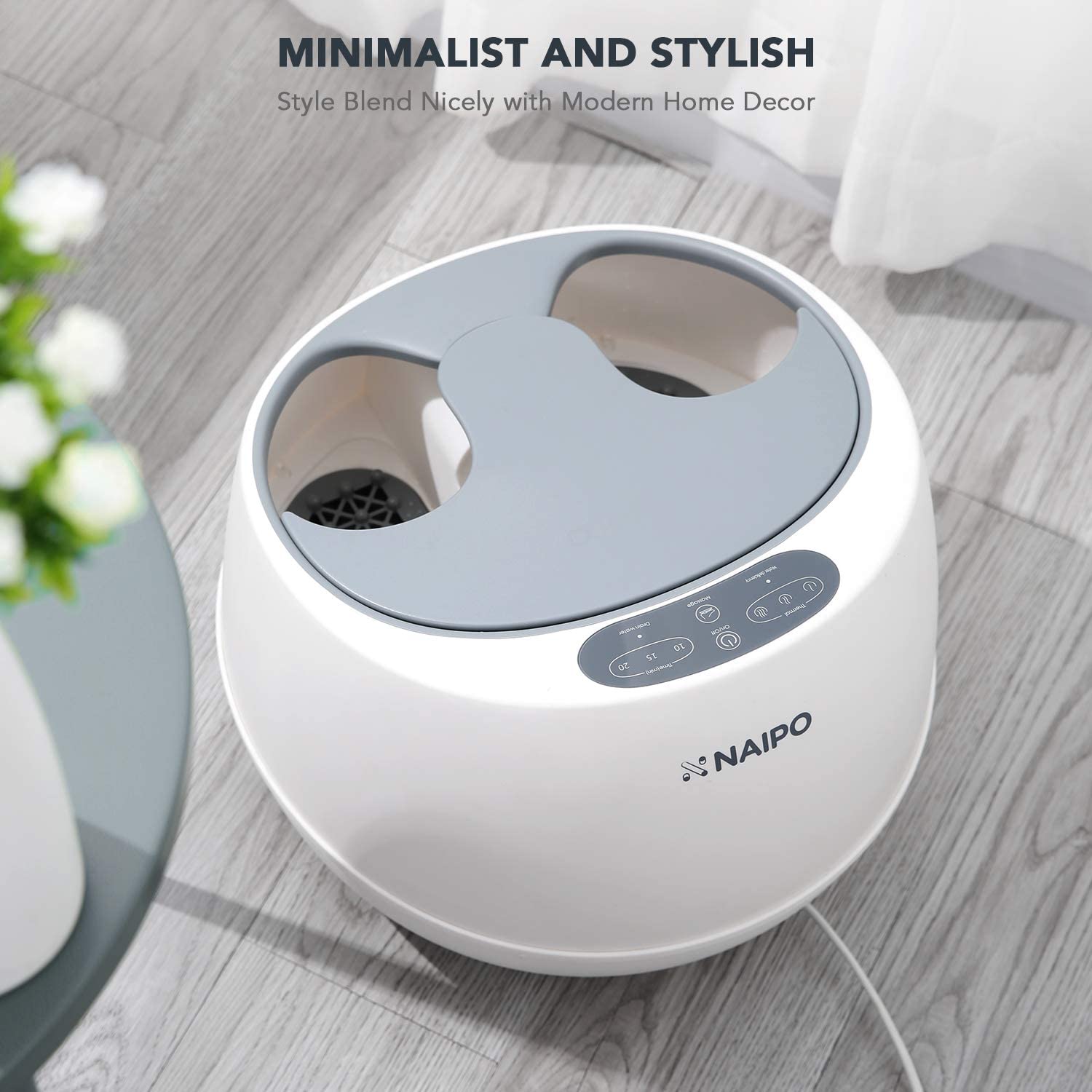Load image into Gallery viewer, oFlexiSpa Steam Foot Spa Bath Massager with Electric Rollers, 3 Heating Levels and 2 Intensities for Feet Reflexology, 3 Adjustable Timers, Soothe Tired Feet, Water Saving Technology for Home Use - NAIPO