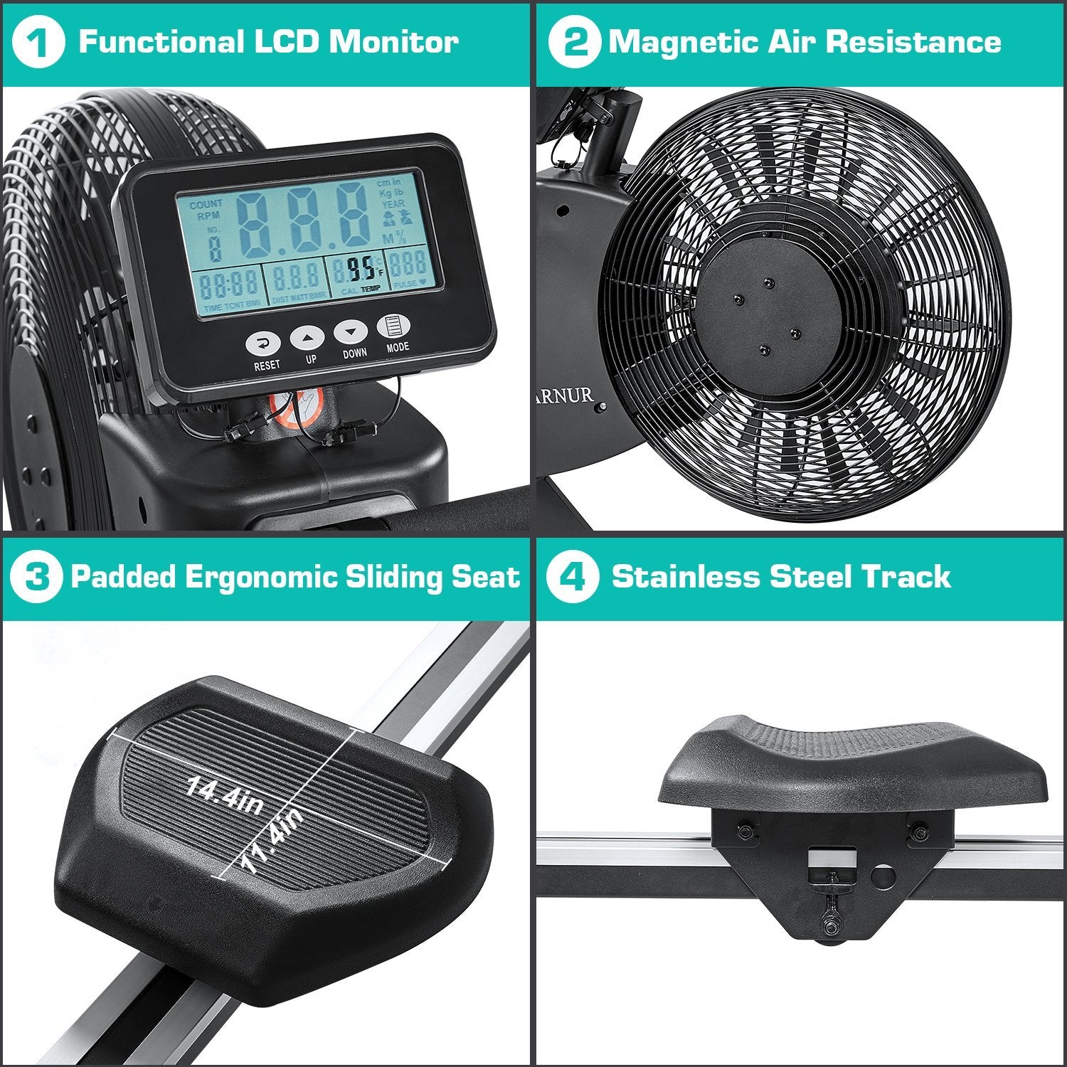 Load image into Gallery viewer, Rowing Machines Magnetic & Air Rower Machine with 16-Level Tension Resistance - NAIPO