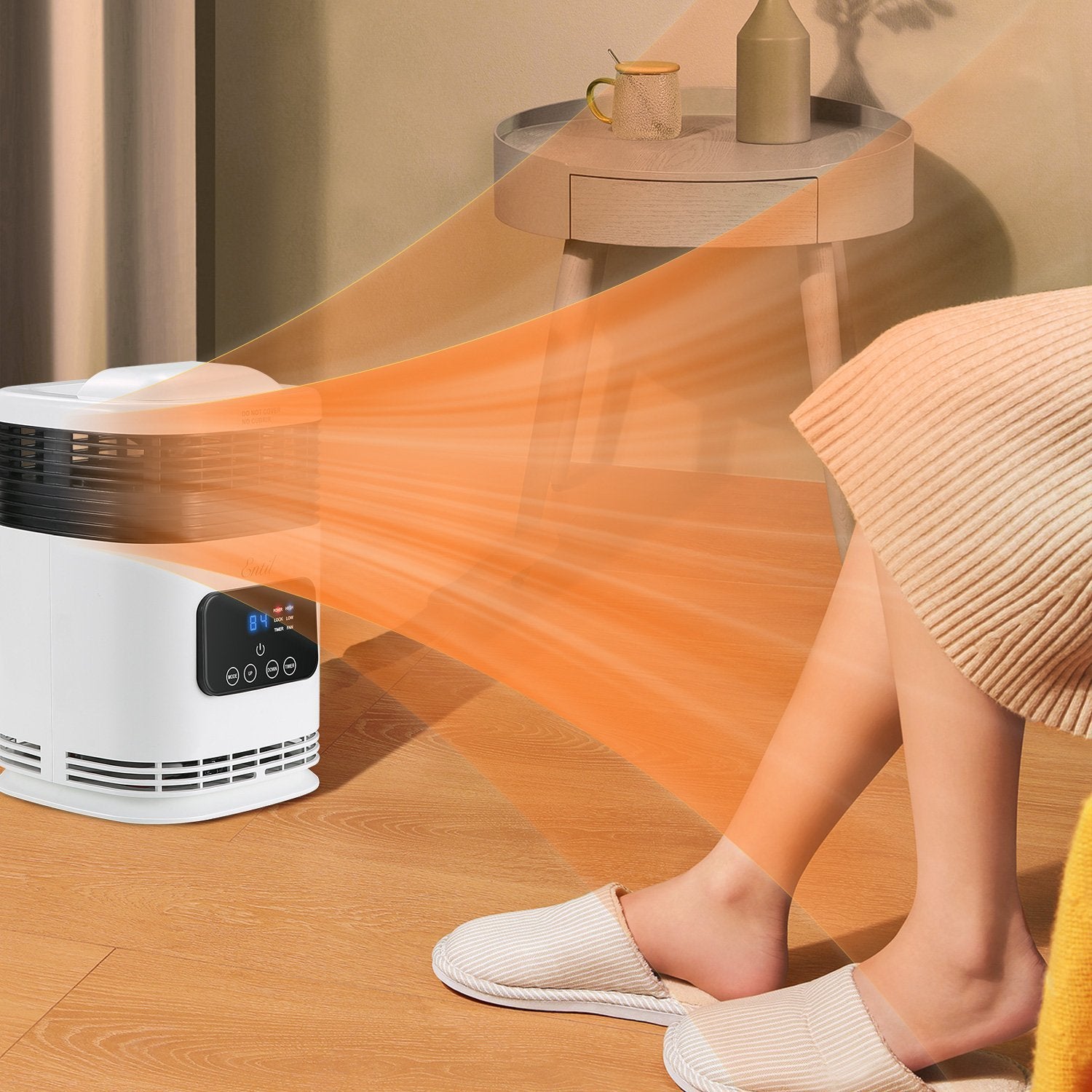 Load image into Gallery viewer, Space Heater, Electric Portable Fan Heater, 1500W, Fast Heating with Remote Control, 3 Heating Modes, Adujstable Thermostat & 1-12Hrs Timer, Tip-Over & Lock Protection Indoor Use Home Office Bathroom - NAIPO
