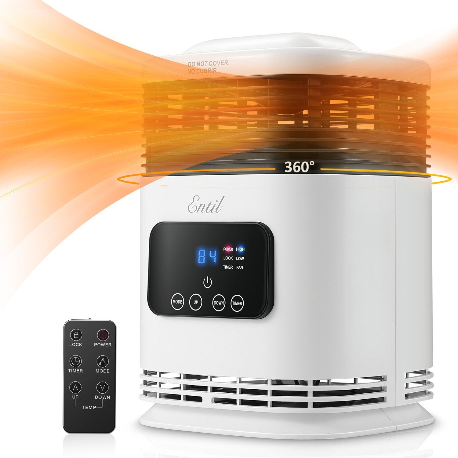 Load image into Gallery viewer, Space Heater, Electric Portable Fan Heater, 1500W, Fast Heating with Remote Control, 3 Heating Modes, Adujstable Thermostat & 1-12Hrs Timer, Tip-Over & Lock Protection Indoor Use Home Office Bathroom - NAIPO