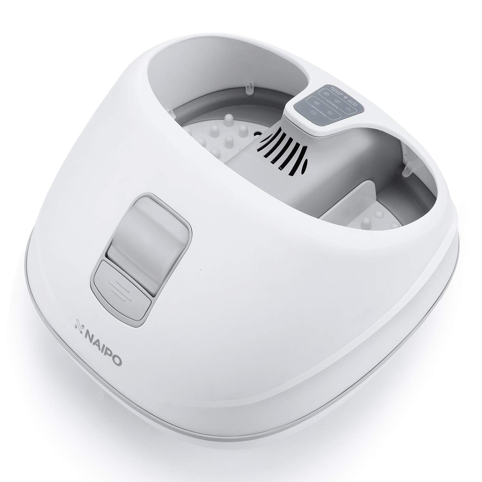 Load image into Gallery viewer, Steam Foot Bath/Spa Massager Foot Sauna Tub with 3 Heat Levels and 2 Adjustable Timers, No Water Pouring, 4 Pedicure Massage Rollers and Imitated Pebble Pedal Detachable, New Method for Stress Relief - NAIPO