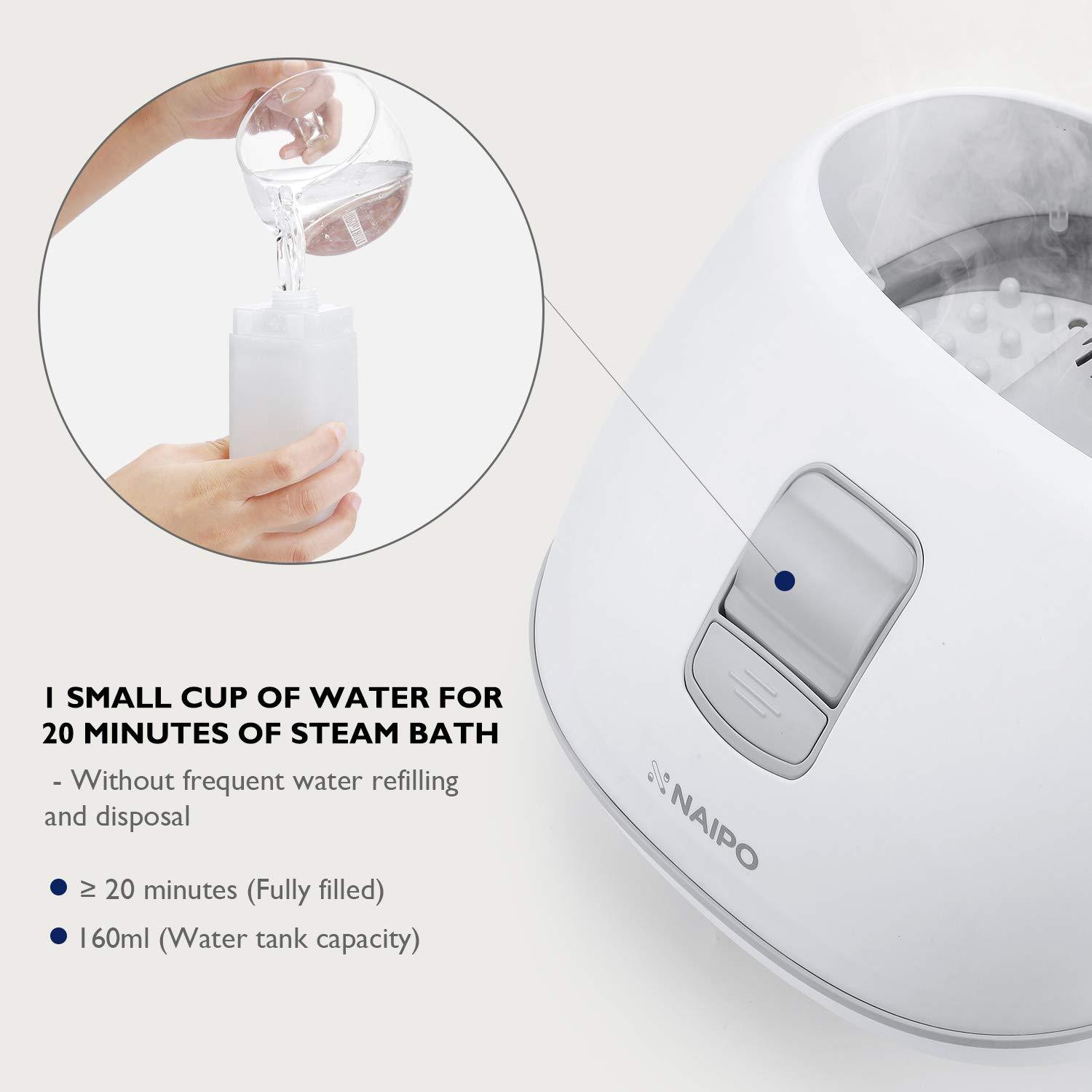 Load image into Gallery viewer, Steam Foot Bath/Spa Massager Foot Sauna Tub with 3 Heat Levels and 2 Adjustable Timers, No Water Pouring, 4 Pedicure Massage Rollers and Imitated Pebble Pedal Detachable, New Method for Stress Relief - NAIPO