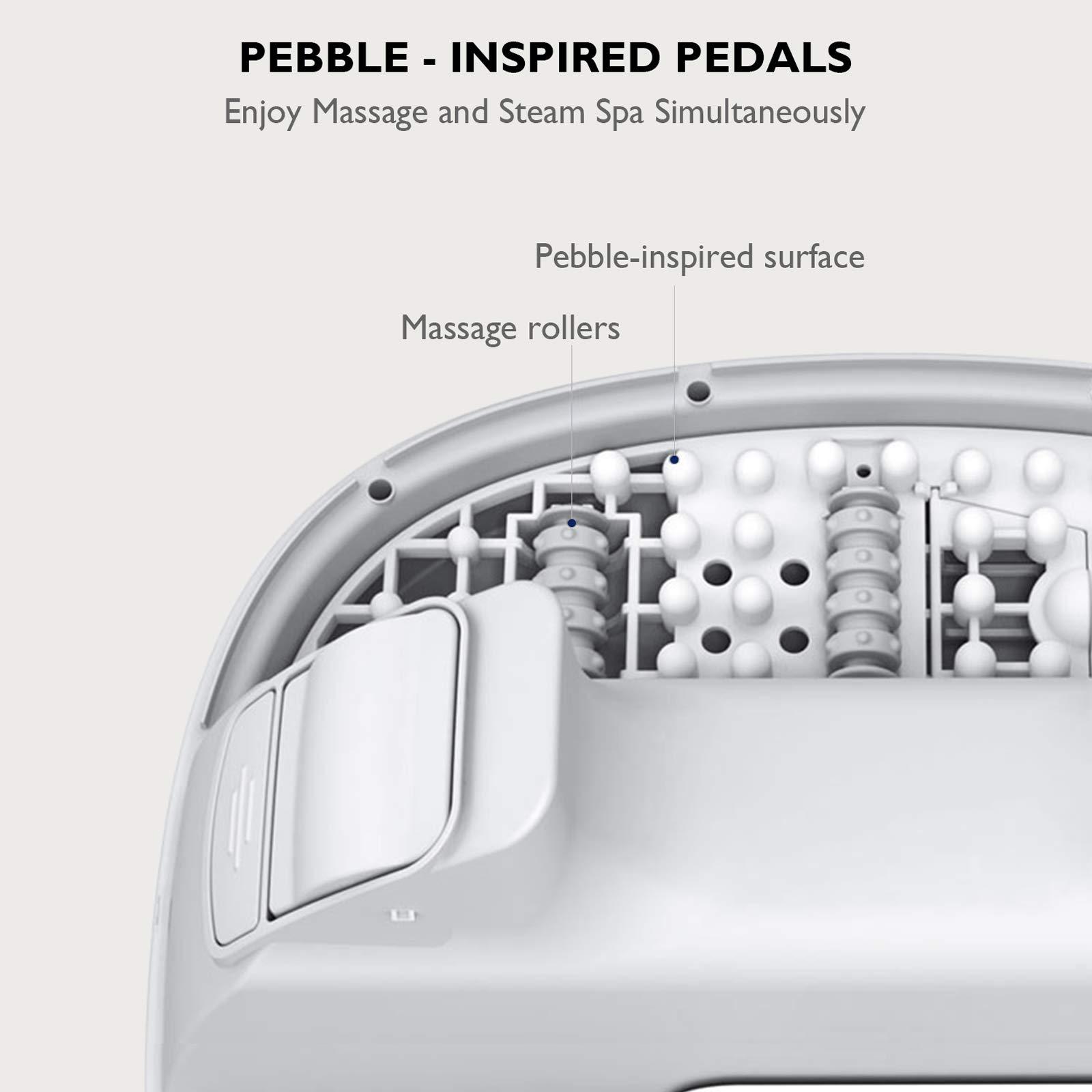 Load image into Gallery viewer, Steam Foot Bath/Spa Massager Foot Sauna Tub with 3 Heat Levels and 2 Adjustable Timers, No Water Pouring, 4 Pedicure Massage Rollers and Imitated Pebble Pedal Detachable, New Method for Stress Relief - NAIPO