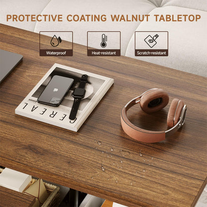 MARNUR Lift Top Coffee Table with Storage, Farmhouse Center Table for Living Room, Rectangle