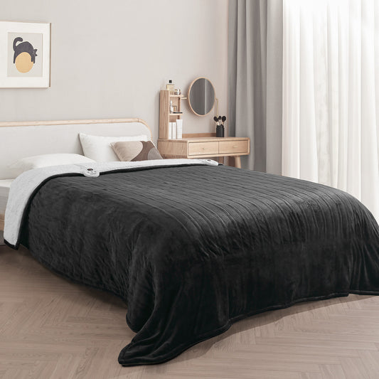MARNUR Electric Heated Blanket King Size 90''x100'', Fast Heating with Dual Controllers, 10 Heating Levels, 10H Timers, Preheat Function Machine Washable - Dark Gray