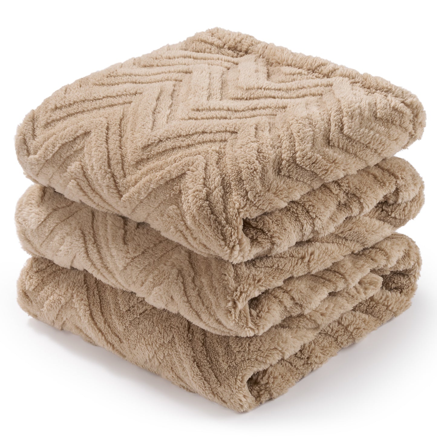 MARNUR Extra Large Throw Blanket 50"x 70", Soft Lightweight Jacquard 340GSM Sherpa Fleece Blanket, Cozy Throw Blanket for Couch, Office, Car, Travel, Light Brown