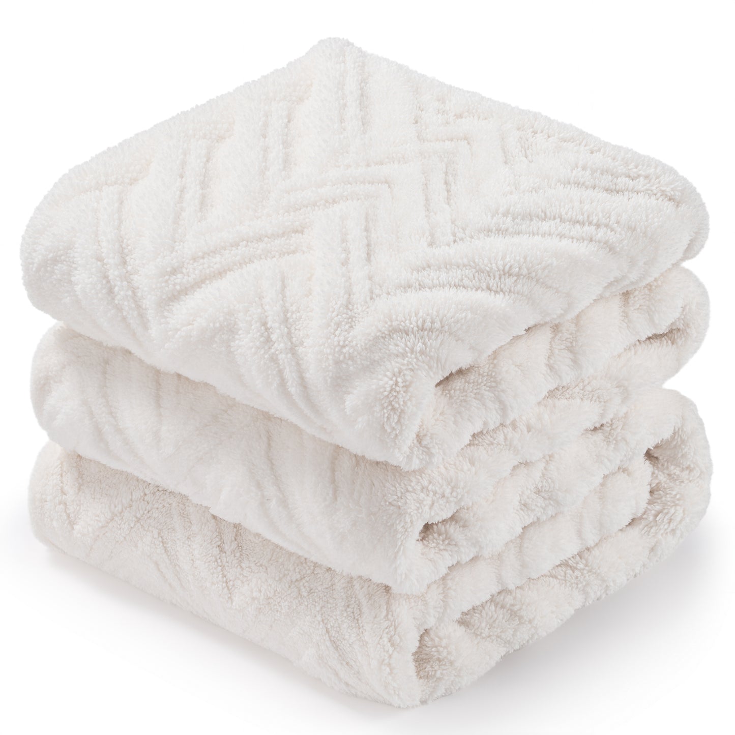 MARNUR Extra Large Throw Blanket 50"x 70", Soft Lightweight Jacquard 340GSM Sherpa Fleece Blanket, Cozy Throw Blanket for Couch, Office, Car, Travel, White